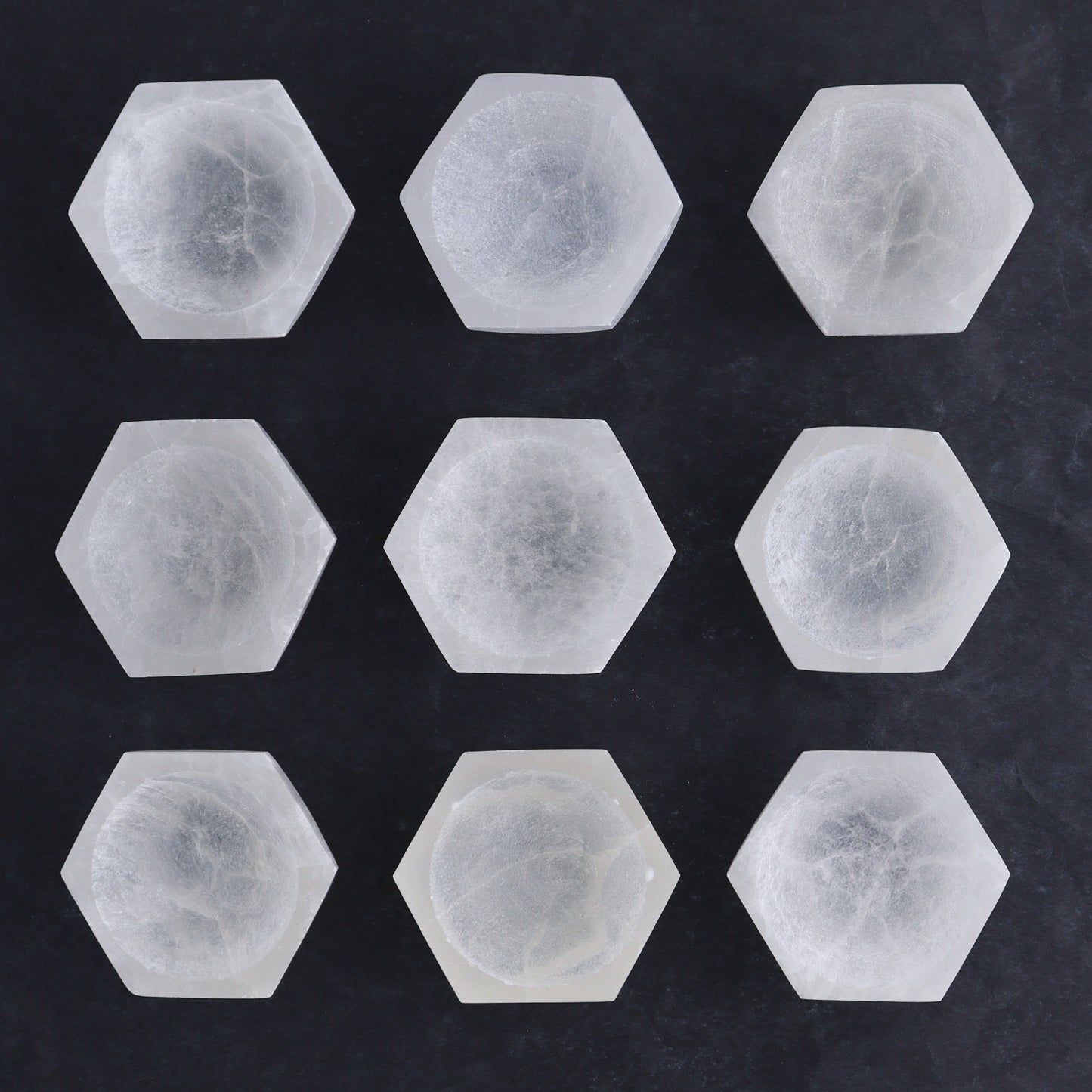 One Selenite (Satin Spar) Hexagon Bowl 6 cm - Expert Wholesale and Supplier of Wholesale Crystals & Bulk Gemstones, ["Bowls","Hexagon","Morocco","Selenite"]