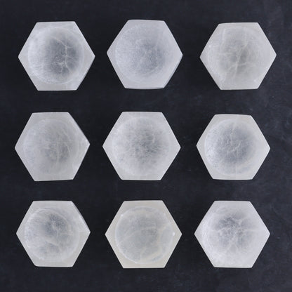 One Selenite (Satin Spar) Hexagon Bowl 6 cm - Expert Wholesale and Supplier of Wholesale Crystals & Bulk Gemstones, ["Bowls","Hexagon","Morocco","Selenite"]