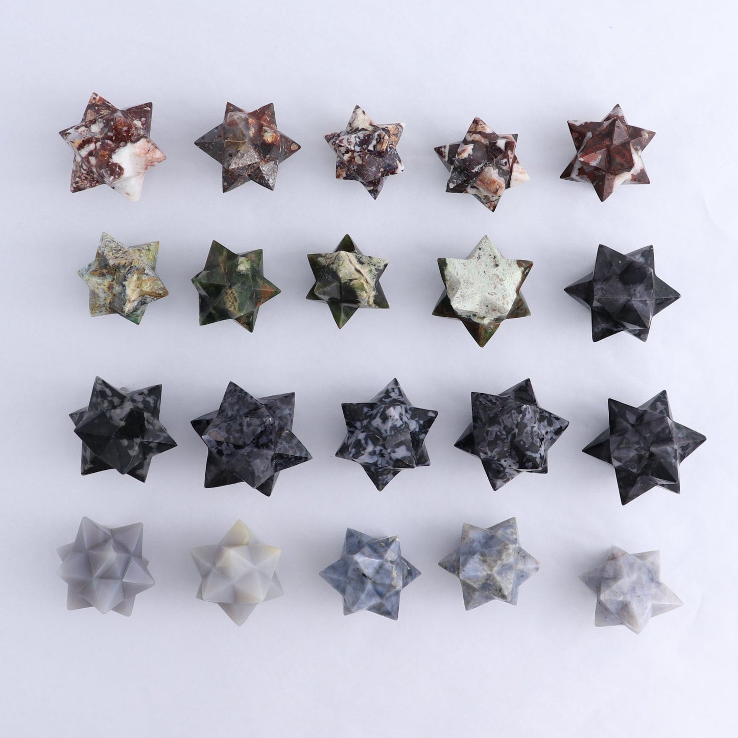 Mixed Stones Stars Set of 18 & 2 Cut Base Stars