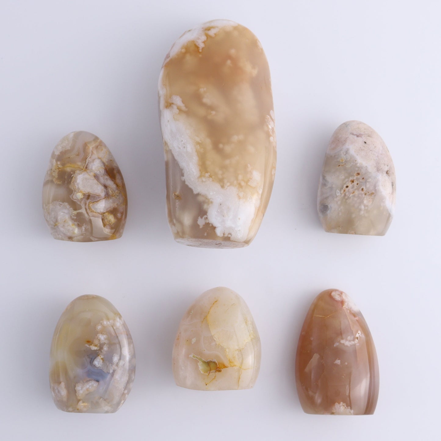 Flower Agate Freeforms Set of 6 - Expert Wholesale and Supplier of Wholesale Crystals & Bulk Gemstones, ["Flower Agate","Freeforms","Madagascar"]