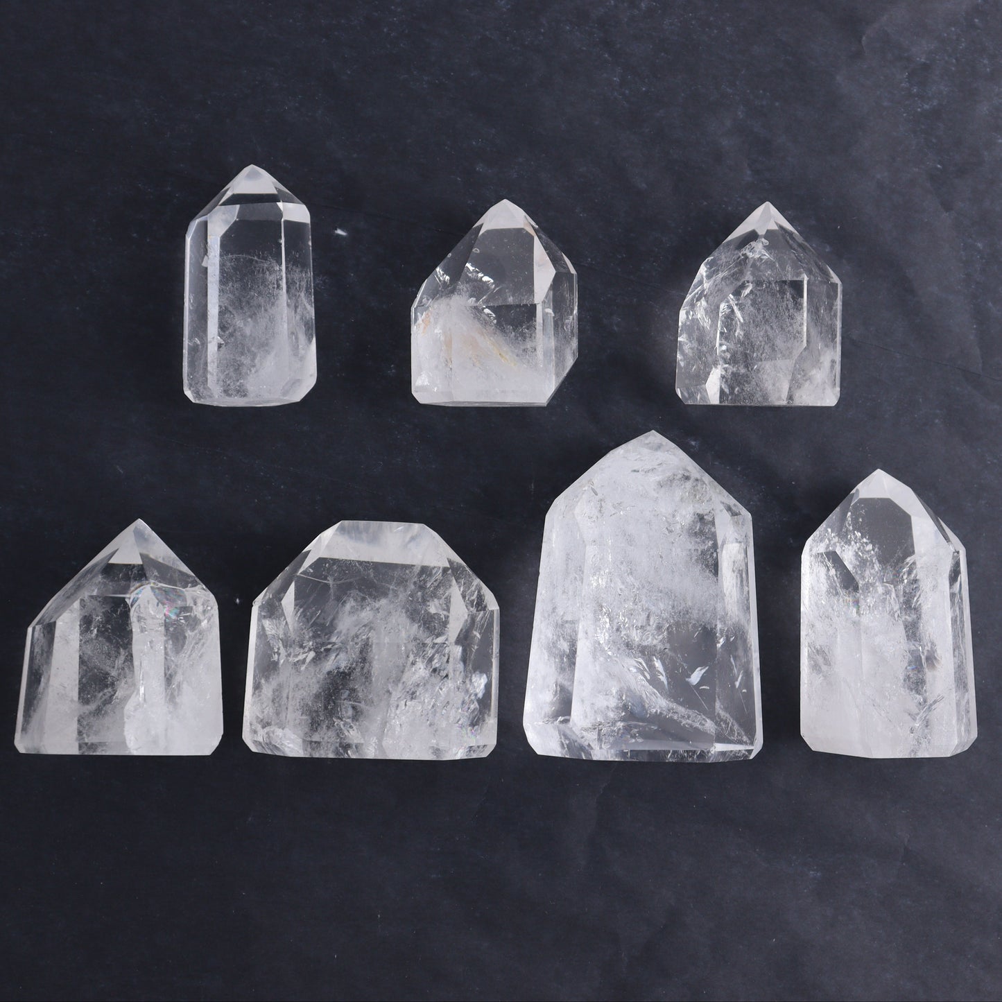 Clear Quartz Towers Set of 7 - Expert Wholesale and Supplier of Wholesale Crystals & Bulk Gemstones, ["Clear Quartz","Points","Quartz","Towers"]