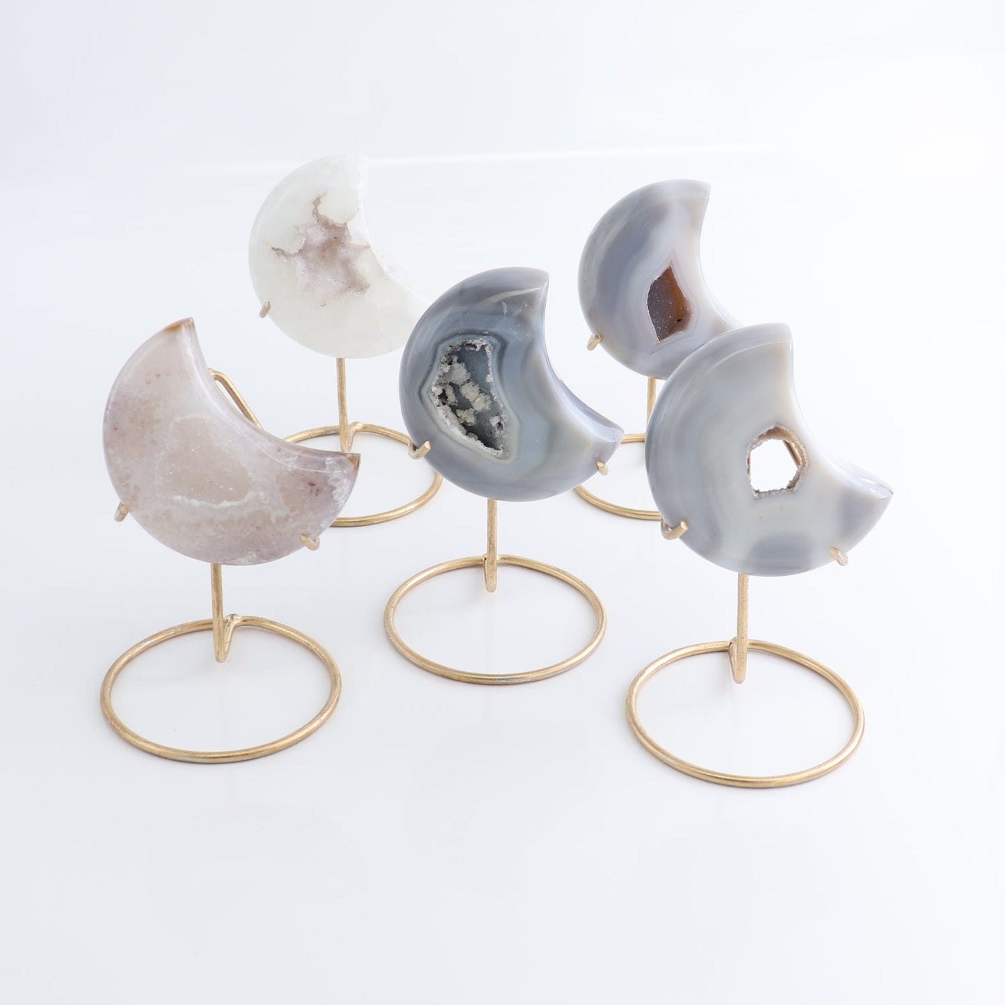 Agate Moons with Stand Set of 5