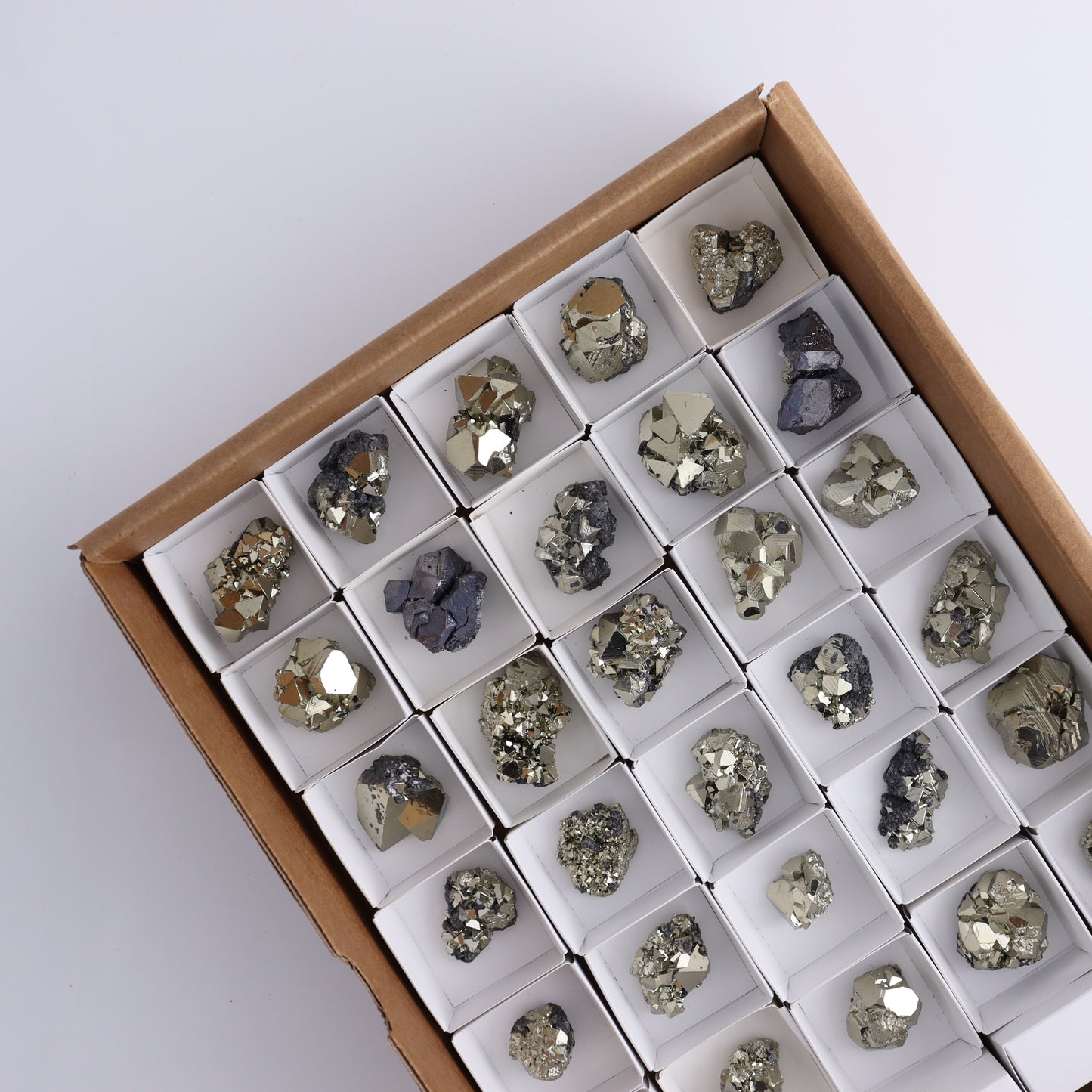Octahedral Pyrite Clusters Set of 30 - Expert Wholesale and Supplier of Wholesale Crystals & Bulk Gemstones, ["Clusters","Octahedral Pyrite","Peru","Pyrite"]