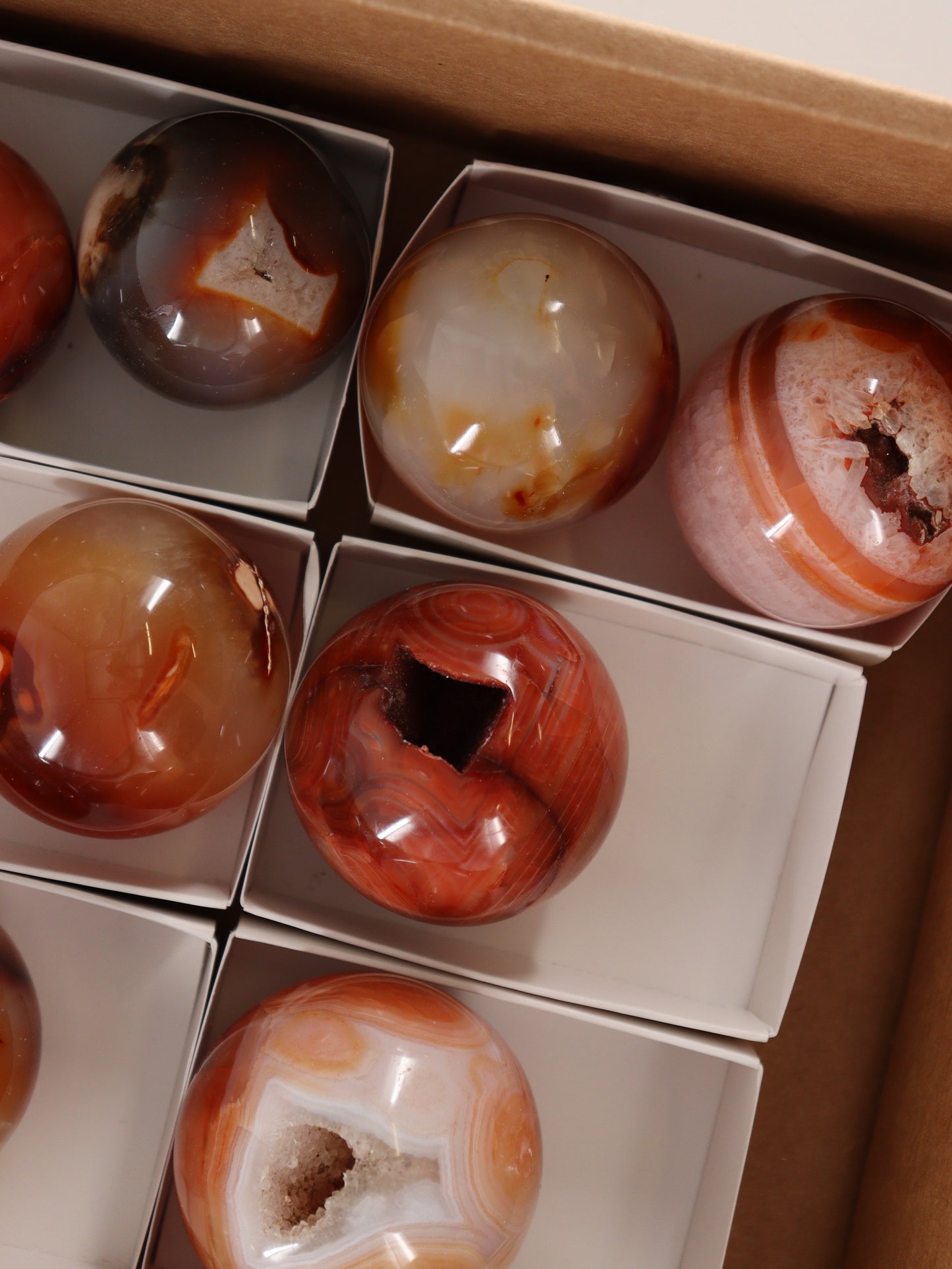 Carnelian Spheres Set of 10