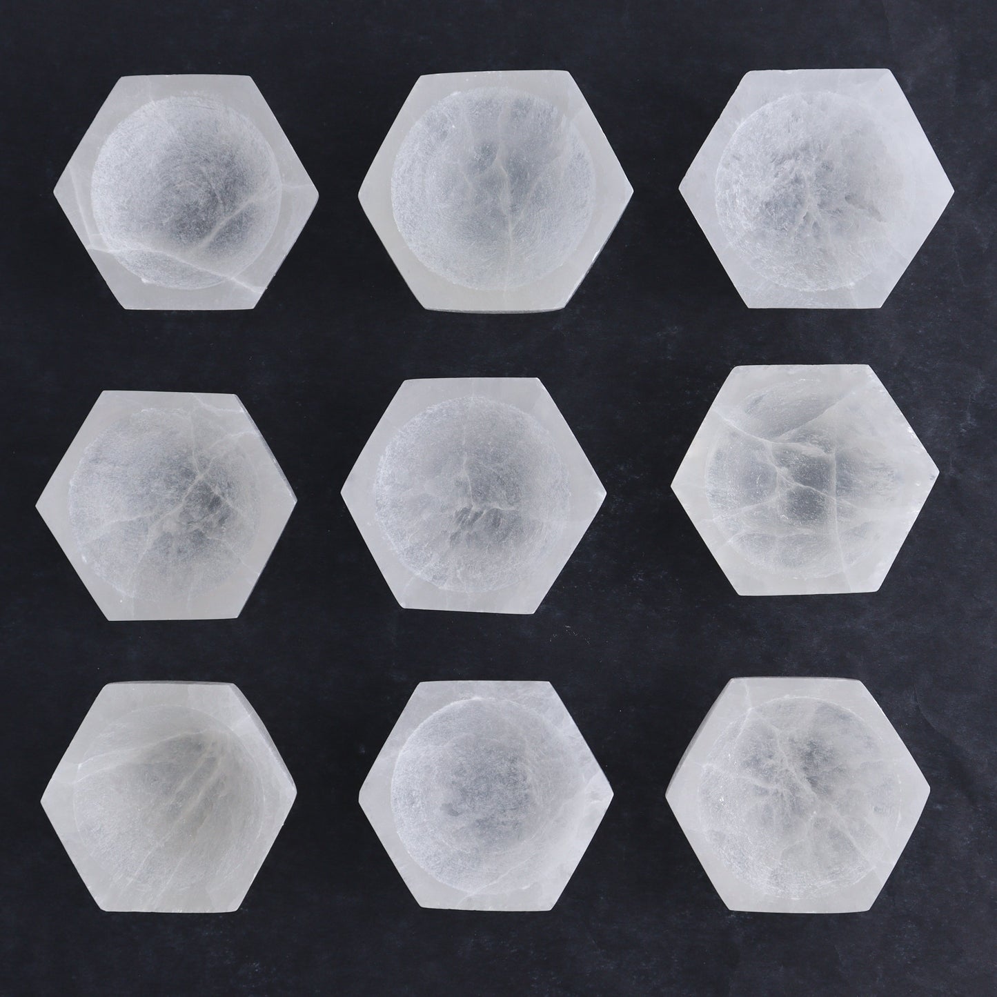 One Selenite (Satin Spar) Hexagon Bowl 6 cm - Expert Wholesale and Supplier of Wholesale Crystals & Bulk Gemstones, ["Bowls","Hexagon","Morocco","Selenite"]