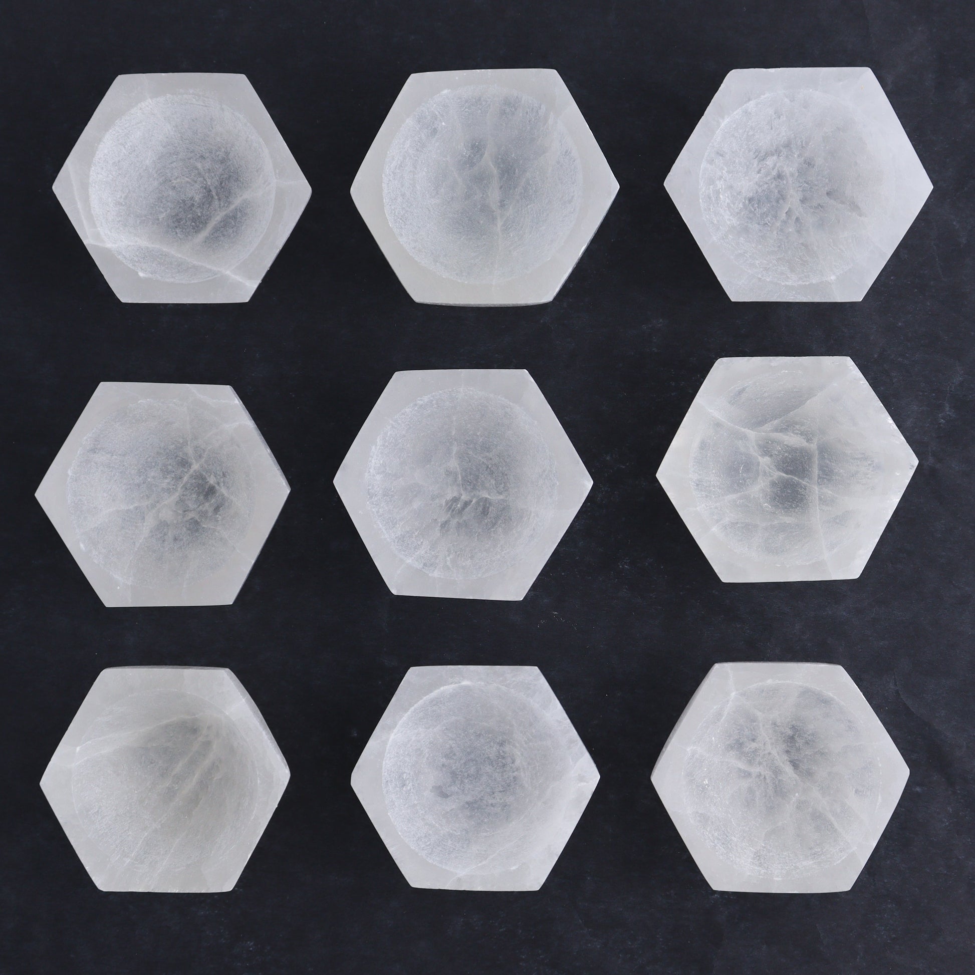 One Selenite (Satin Spar) Hexagon Bowl 6 cm - Expert Wholesale and Supplier of Wholesale Crystals & Bulk Gemstones, ["Bowls","Hexagon","Morocco","Selenite"]