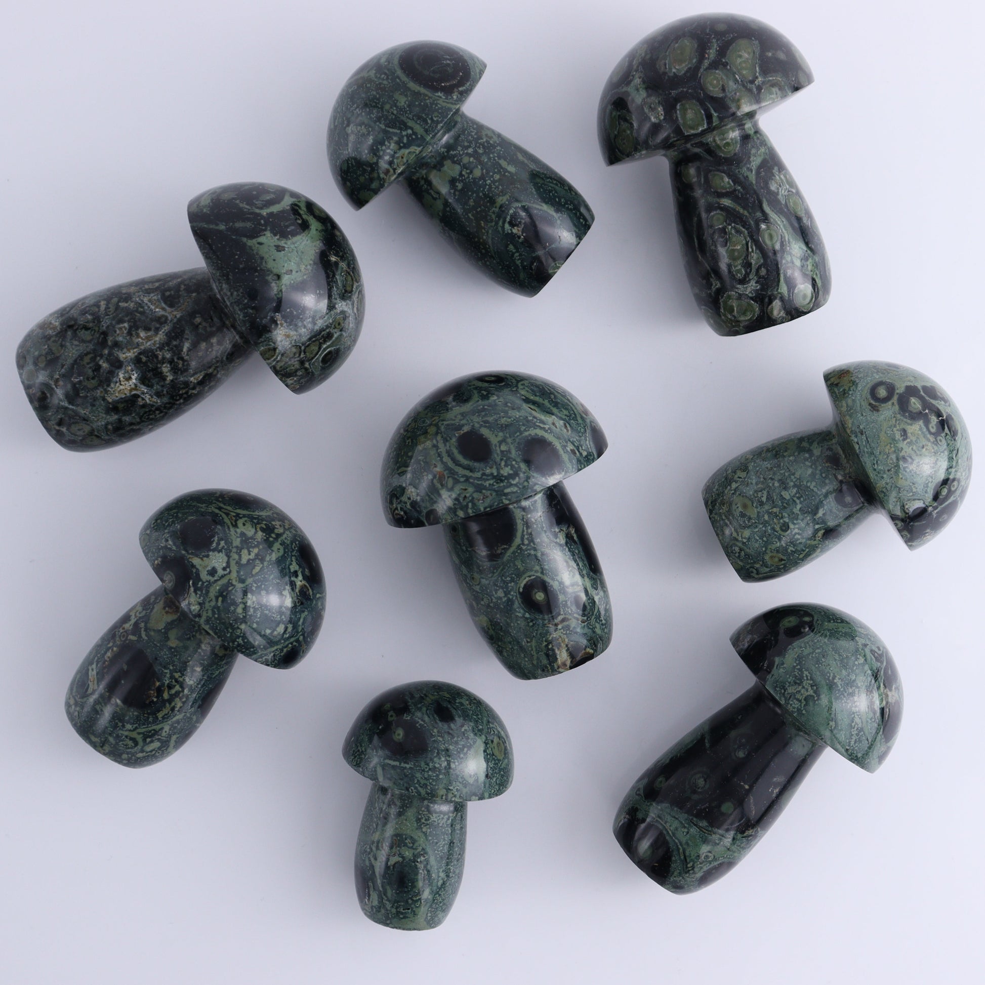 Kambaba Jasper Mushrooms Set of 8 - Expert Wholesale and Supplier of Wholesale Crystals & Bulk Gemstones, ["Kambaba Jasper","Madagascar","Mushrooms"]