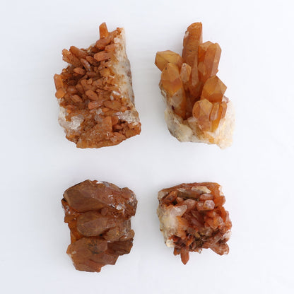 Tangerine Quartz Clusters Set of 4