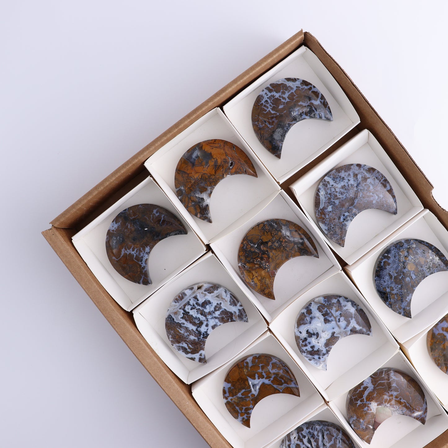 Brecciated Jasper Moons Set of 12 - Expert Wholesale and Supplier of Wholesale Crystals & Bulk Gemstones, ["Brecciated Jasper","Indonesia","moons"]