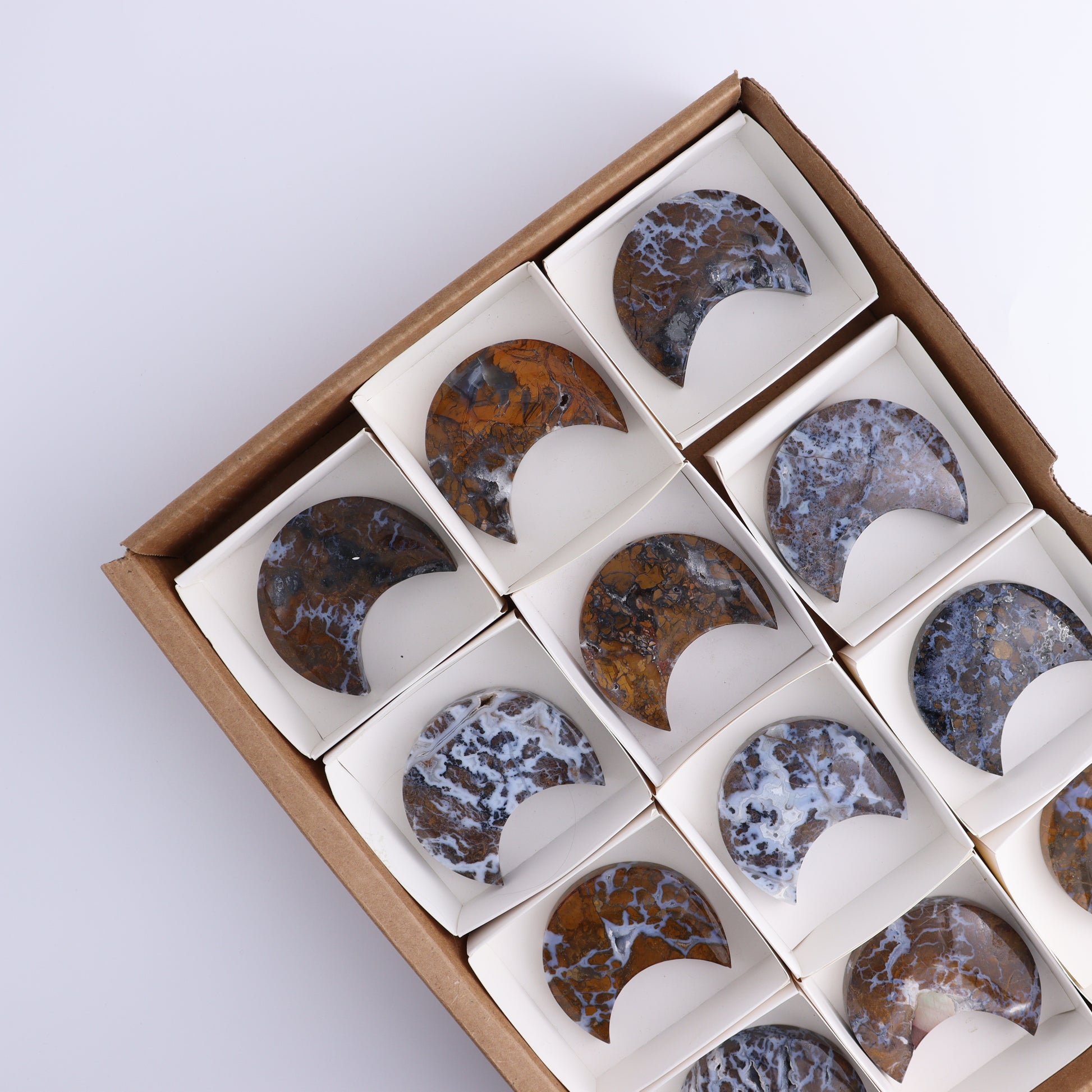 Brecciated Jasper Moons Set of 12 - Expert Wholesale and Supplier of Wholesale Crystals & Bulk Gemstones, ["Brecciated Jasper","Indonesia","moons"]