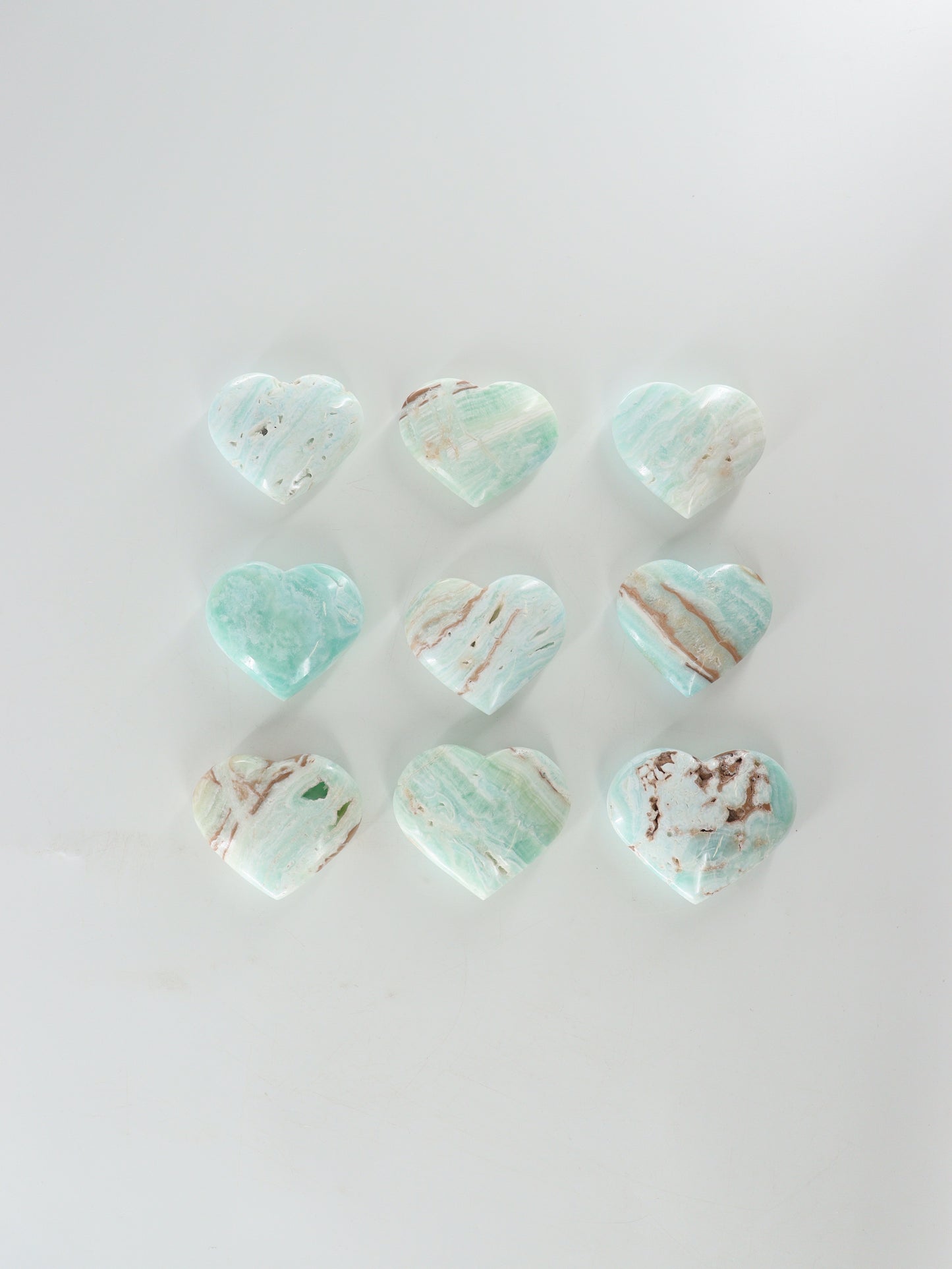 Caribbean Calcite Hearts Set of 9