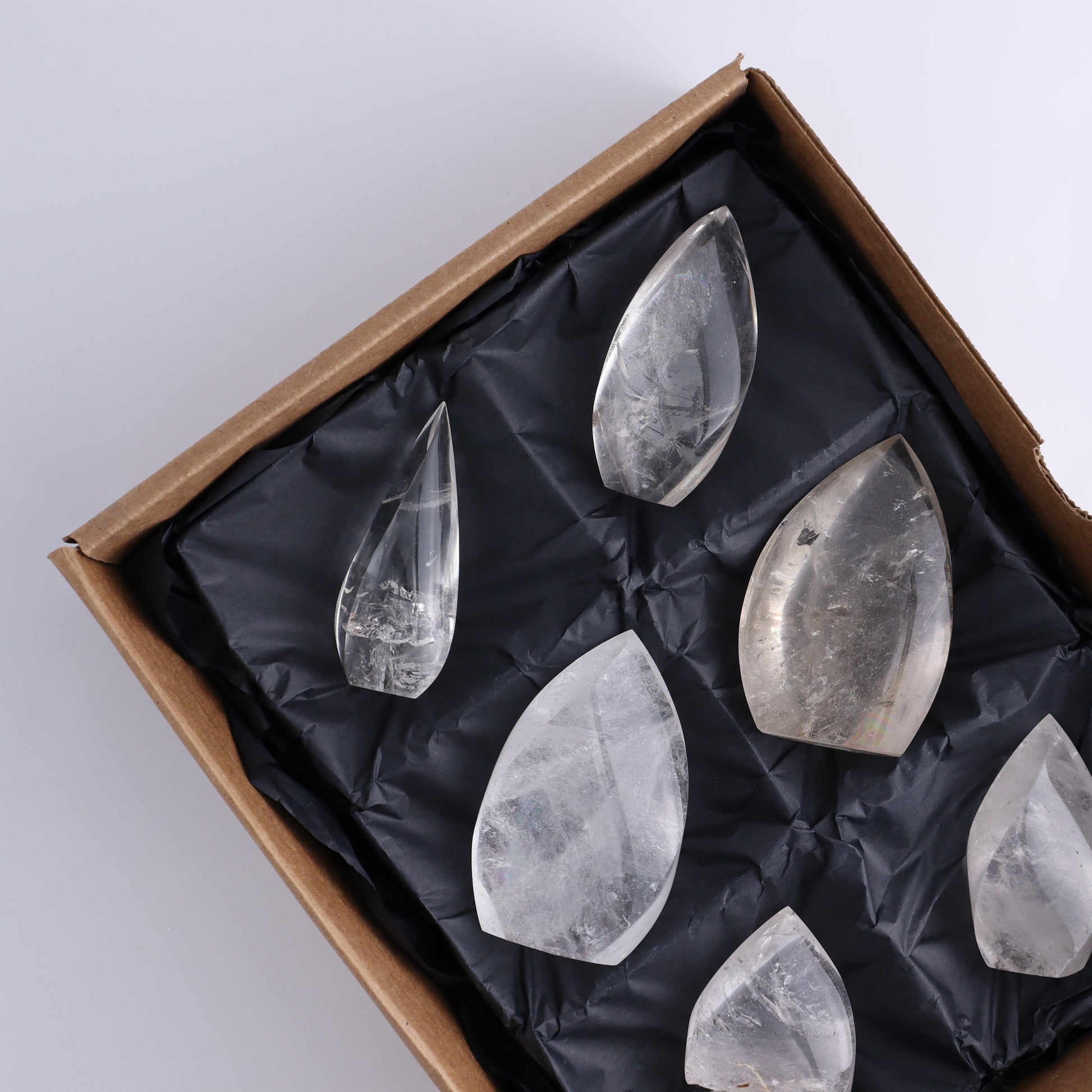 Imperfect Clear Quartz Flames Set of 6 - Expert Wholesale and Supplier of Wholesale Crystals & Bulk Gemstones, ["Brazil","Clear Quartz","flames","Quartz"]