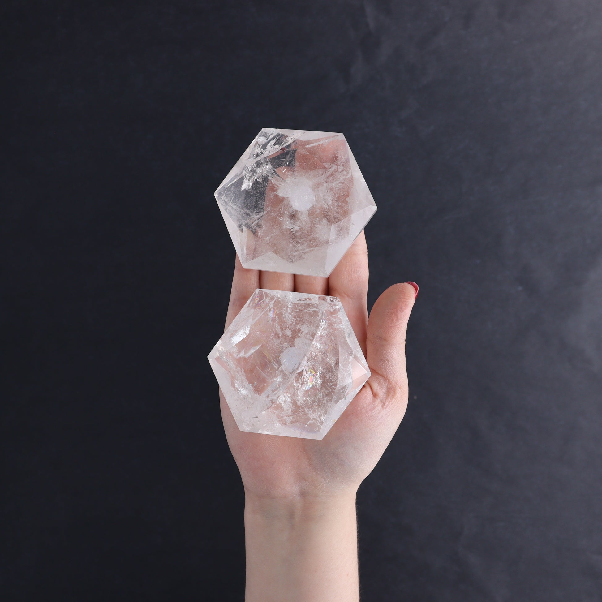 Clear Quartz Mixed Hearts & Hexagon Set of 4 - Expert Wholesale and Supplier of Wholesale Crystals & Bulk Gemstones, ["Brazil","Clear Quartz","Hearts","Hexagon","Quartz"]