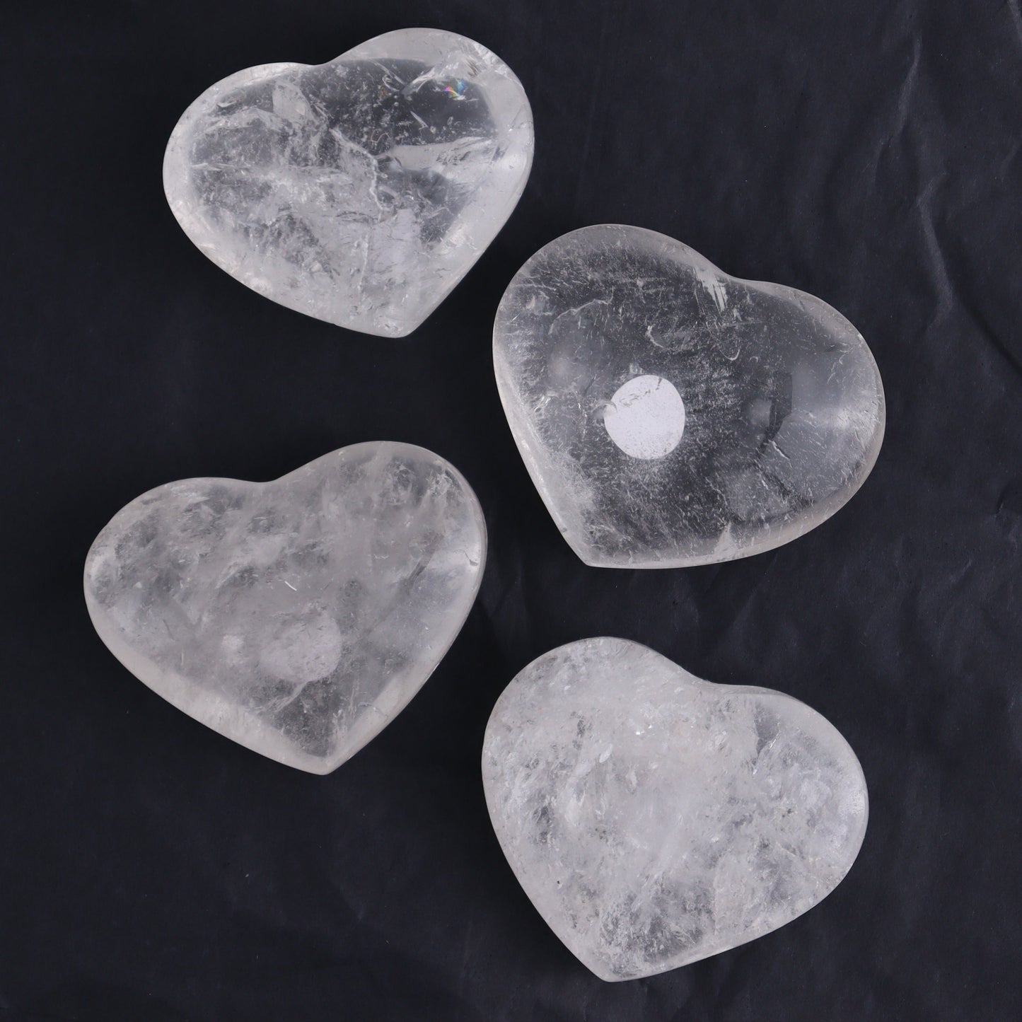 Imperfect Clear Quartz Hearts Set of 12 - Expert Wholesale and Supplier of Wholesale Crystals & Bulk Gemstones, ["Brazil","Clear Quartz","close_50","Hearts","Quartz"]