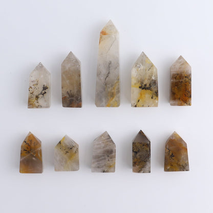 Dendritic Golden Healer Quartz Towers Set of 10