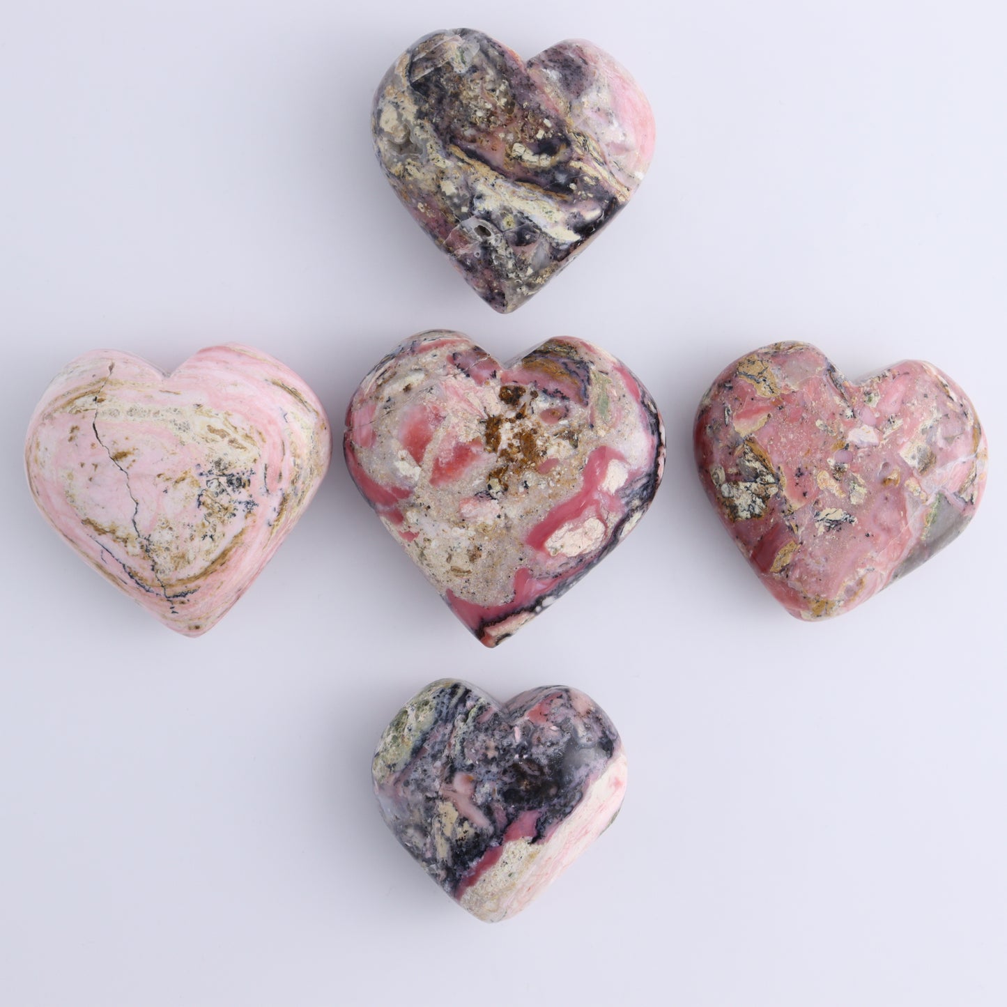 Rhodonite Hearts Set of 12 - Expert Wholesale and Supplier of Wholesale Crystals & Bulk Gemstones, ["Hearts","Peru","Rhodonite"]