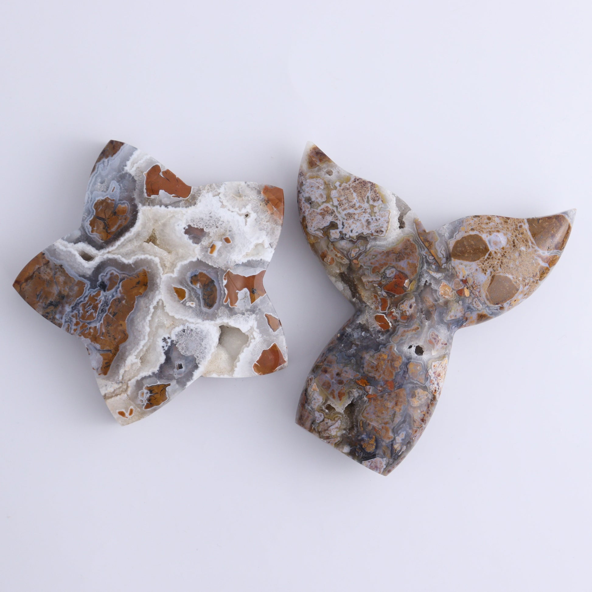 Brecciated Jasper Mixed Carvings Set of 6 - Expert Wholesale and Supplier of Wholesale Crystals & Bulk Gemstones, ["Brecciated Jasper","Hearts","Indonesia","Mermaid Tail","Mushrooms","stars"]