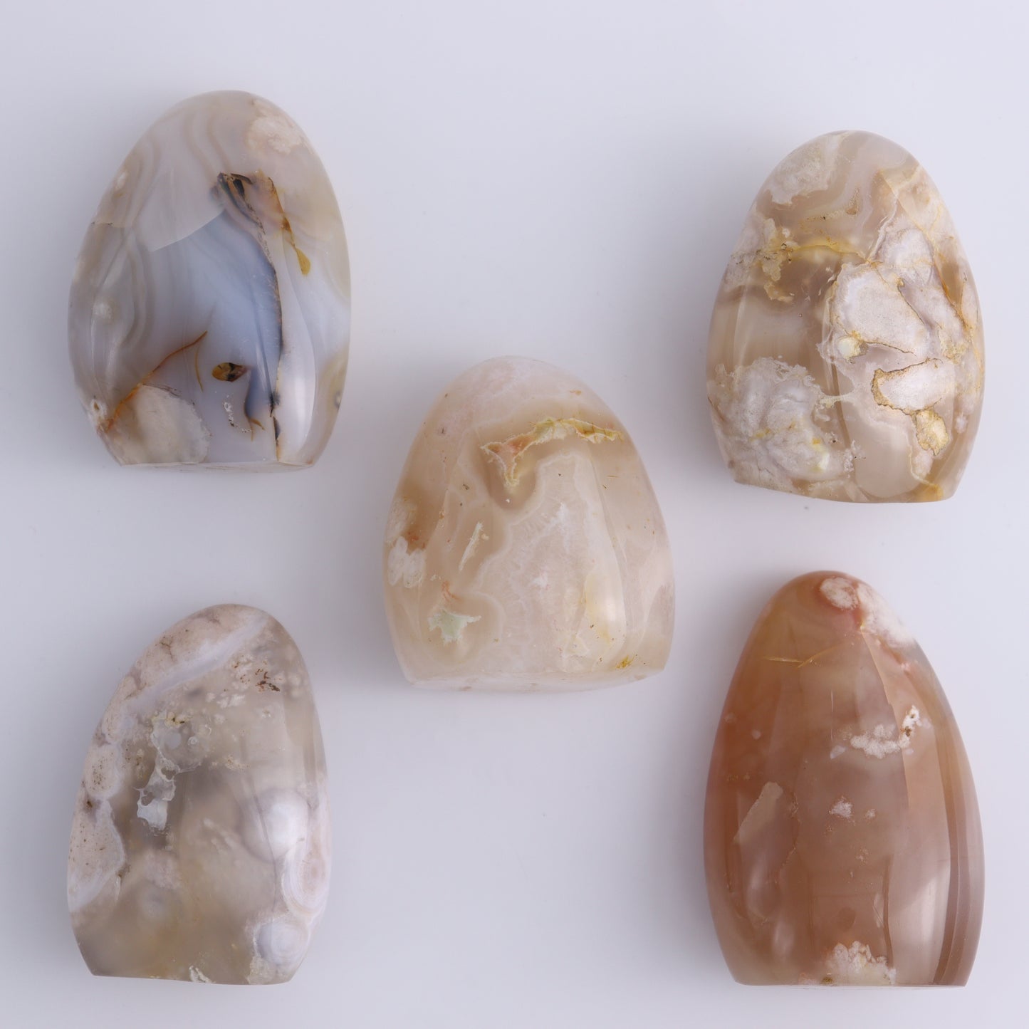Flower Agate Freeforms Set of 6 - Expert Wholesale and Supplier of Wholesale Crystals & Bulk Gemstones, ["Flower Agate","Freeforms","Madagascar"]