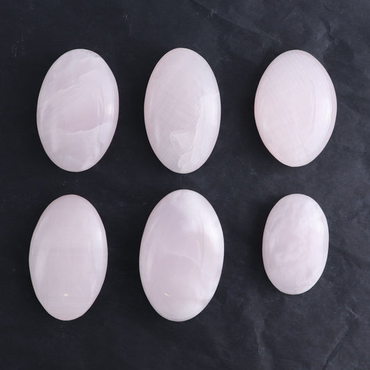 Pink Mangano Calcite Palm Stone Set of 6 - Expert Wholesale and Supplier of Wholesale Crystals & Bulk Gemstones, ["Pink Calcite"]