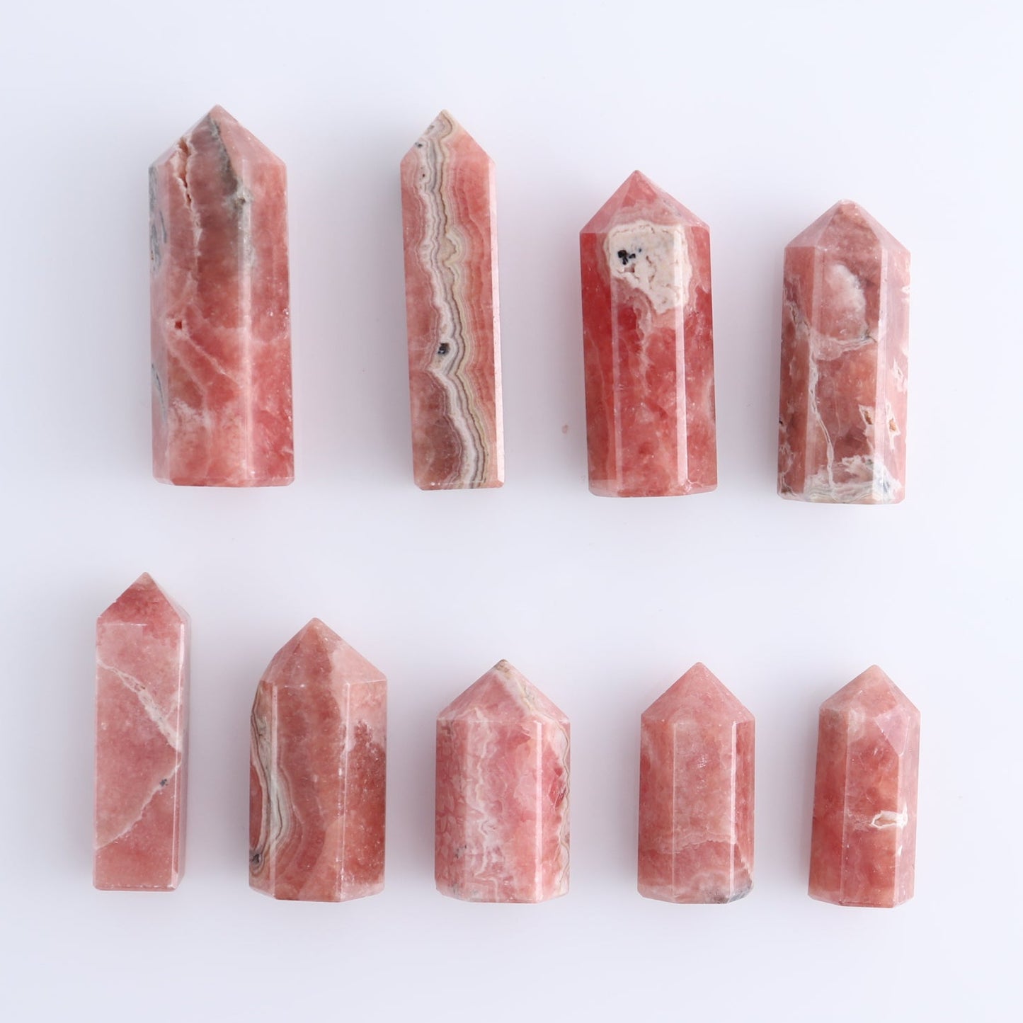 Rhodochrosite Towers Set of 9