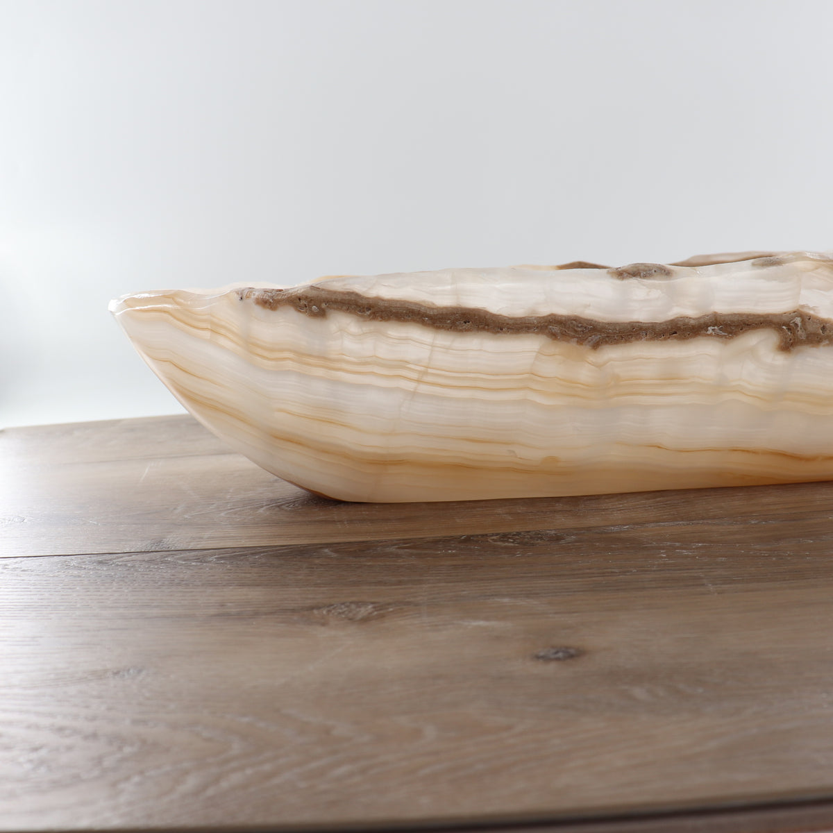 Mexican Onyx/Calcite Canoe Bowl 23"