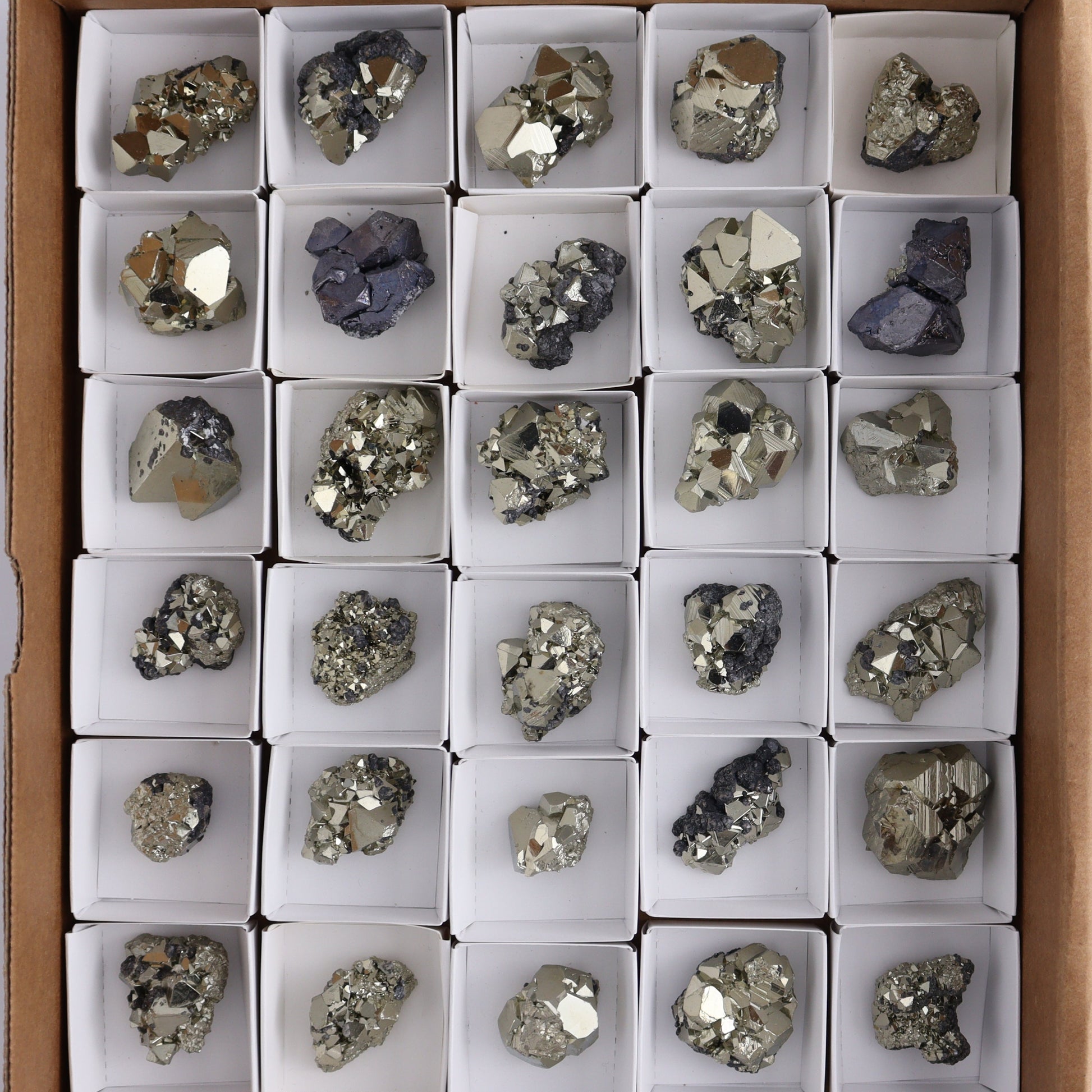 Octahedral Pyrite Clusters Set of 30 - Expert Wholesale and Supplier of Wholesale Crystals & Bulk Gemstones, ["Clusters","Octahedral Pyrite","Peru","Pyrite"]