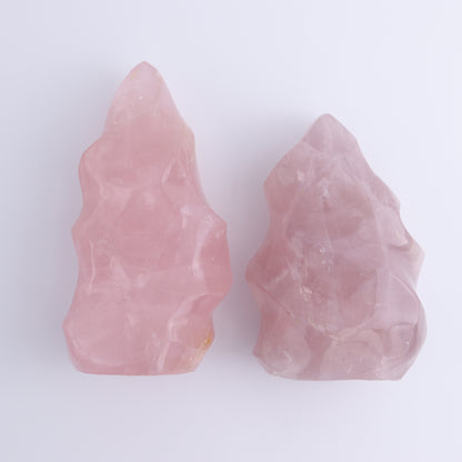 Rose Quartz Flames Set of 2 - Expert Wholesale and Supplier of Wholesale Crystals & Bulk Gemstones, ["flames","Madagascar","Quartz","Rose Quartz"]