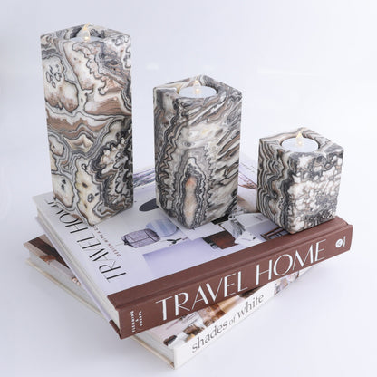 One Candle Holder Mexican Onyx/Calcite Zebra Black & White Set of 3 - Expert Wholesale and Supplier of Wholesale Crystals & Bulk Gemstones, ["Calcite","Candle Holder","Catalog Onyx","Mexico","onyx"]