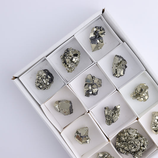 Octahedral Pyrite Clusters Set of 12 - Expert Wholesale and Supplier of Wholesale Crystals & Bulk Gemstones, ["Clusters","Octahedral Pyrite","Peru","Pyrite"]