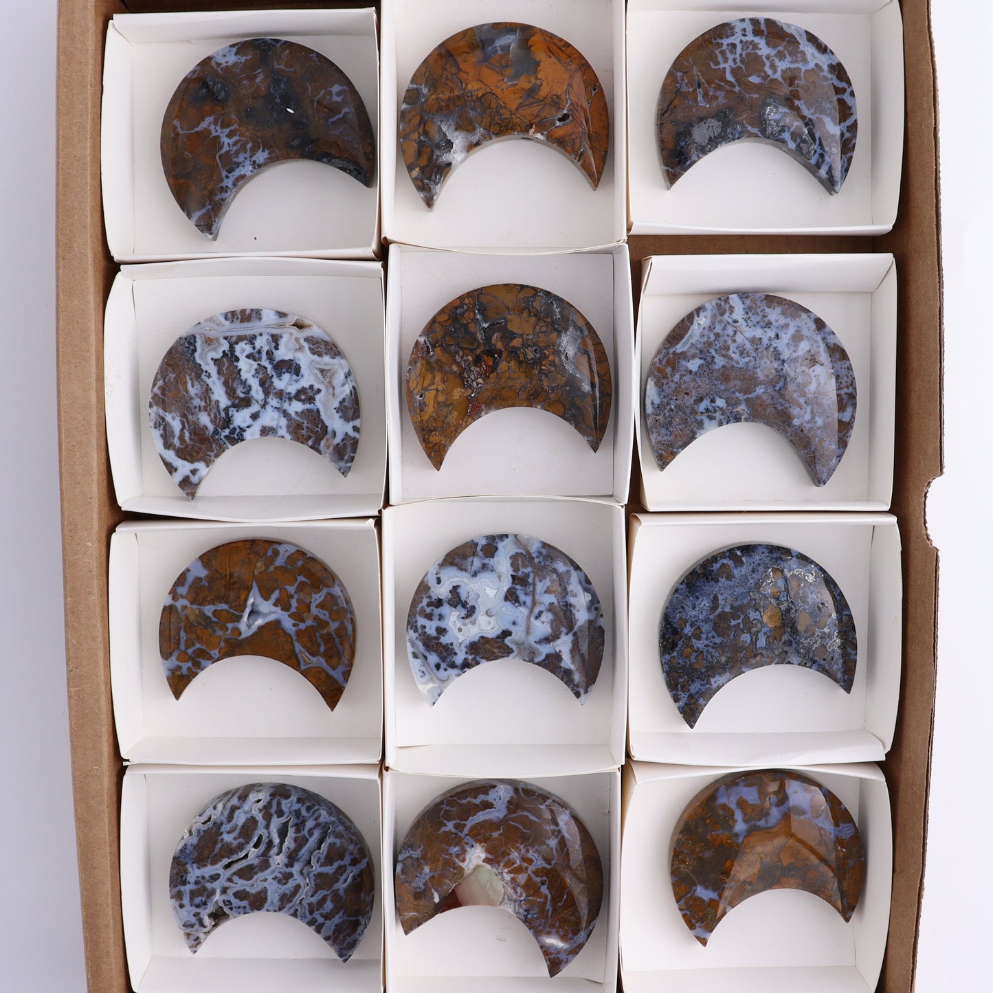 Brecciated Jasper Moons Set of 12 - Expert Wholesale and Supplier of Wholesale Crystals & Bulk Gemstones, ["Brecciated Jasper","Indonesia","moons"]