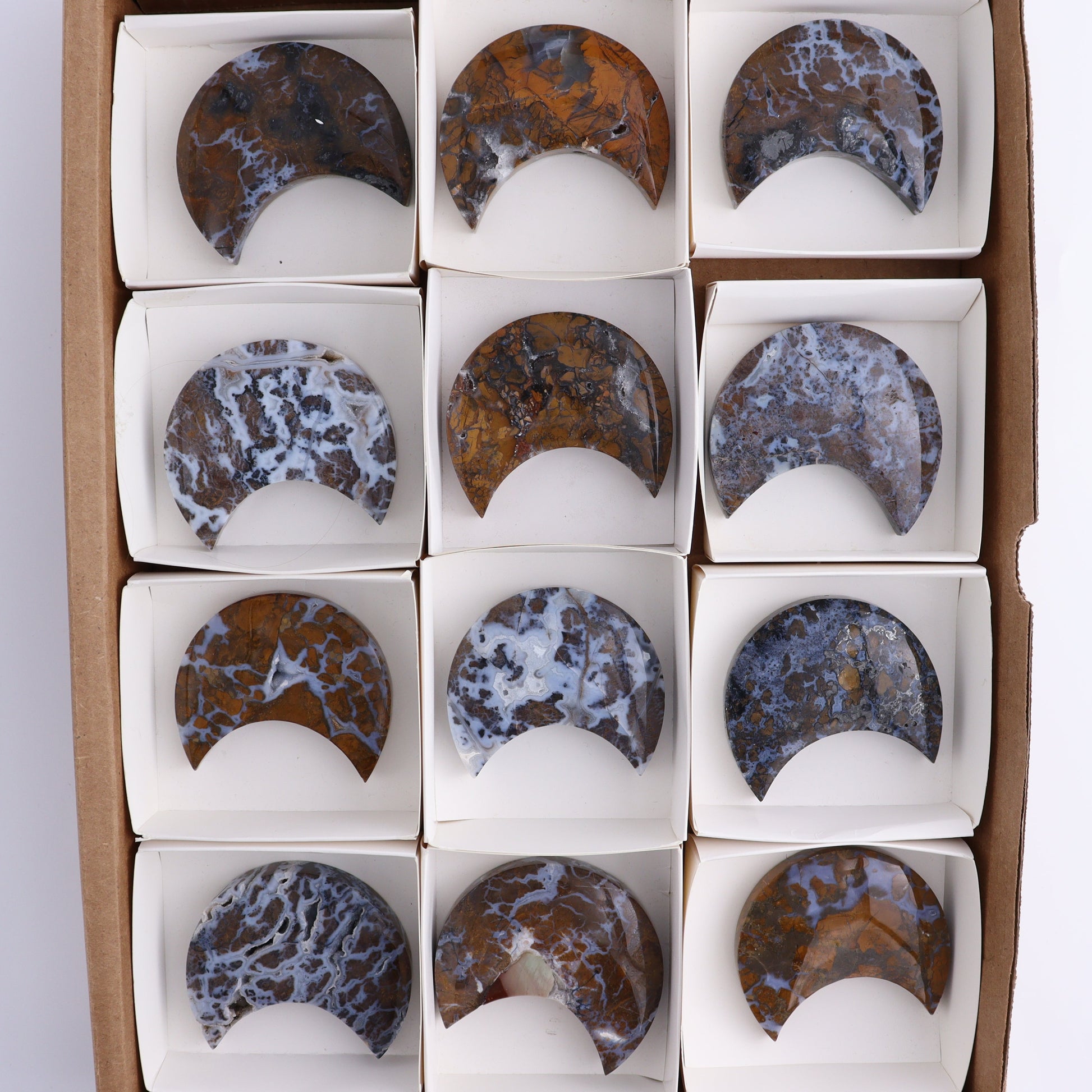 Brecciated Jasper Moons Set of 12 - Expert Wholesale and Supplier of Wholesale Crystals & Bulk Gemstones, ["Brecciated Jasper","Indonesia","moons"]