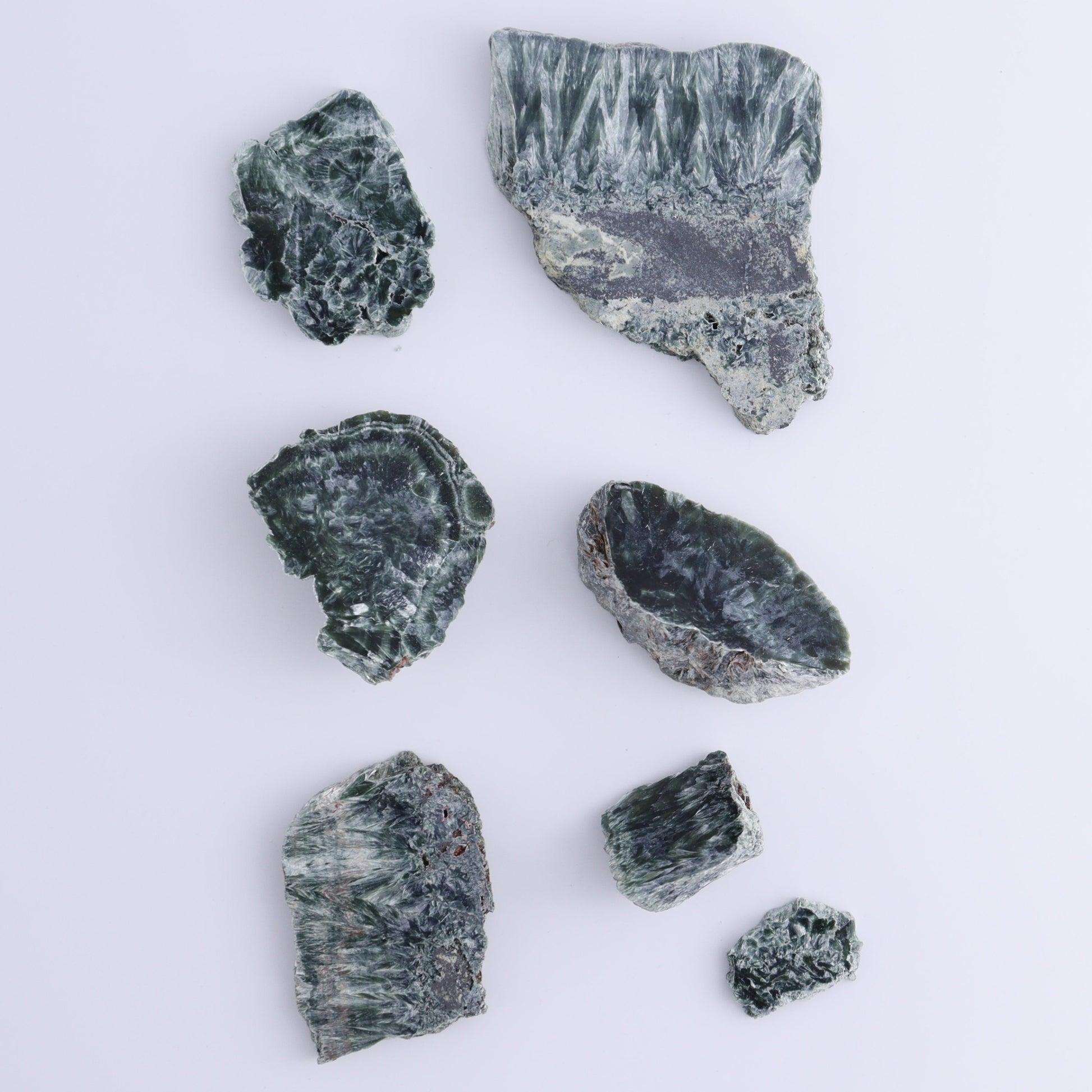Seraphinite Slices Set of 7 - Expert Wholesale and Supplier of Wholesale Crystals & Bulk Gemstones, ["Seraphinite","Slices and Slabs"]