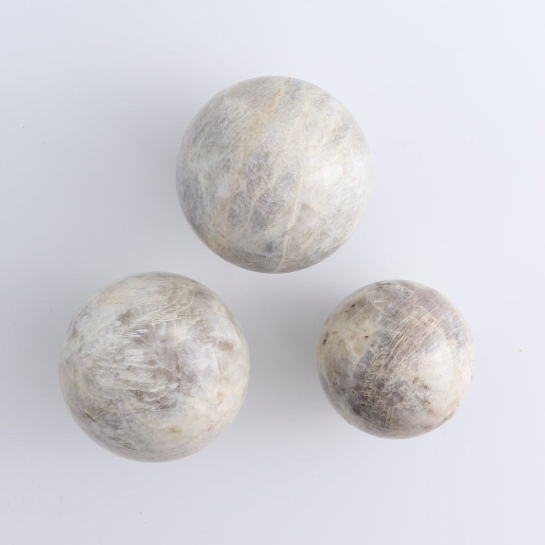 Sunstone-Moonstone Spheres Set of 3