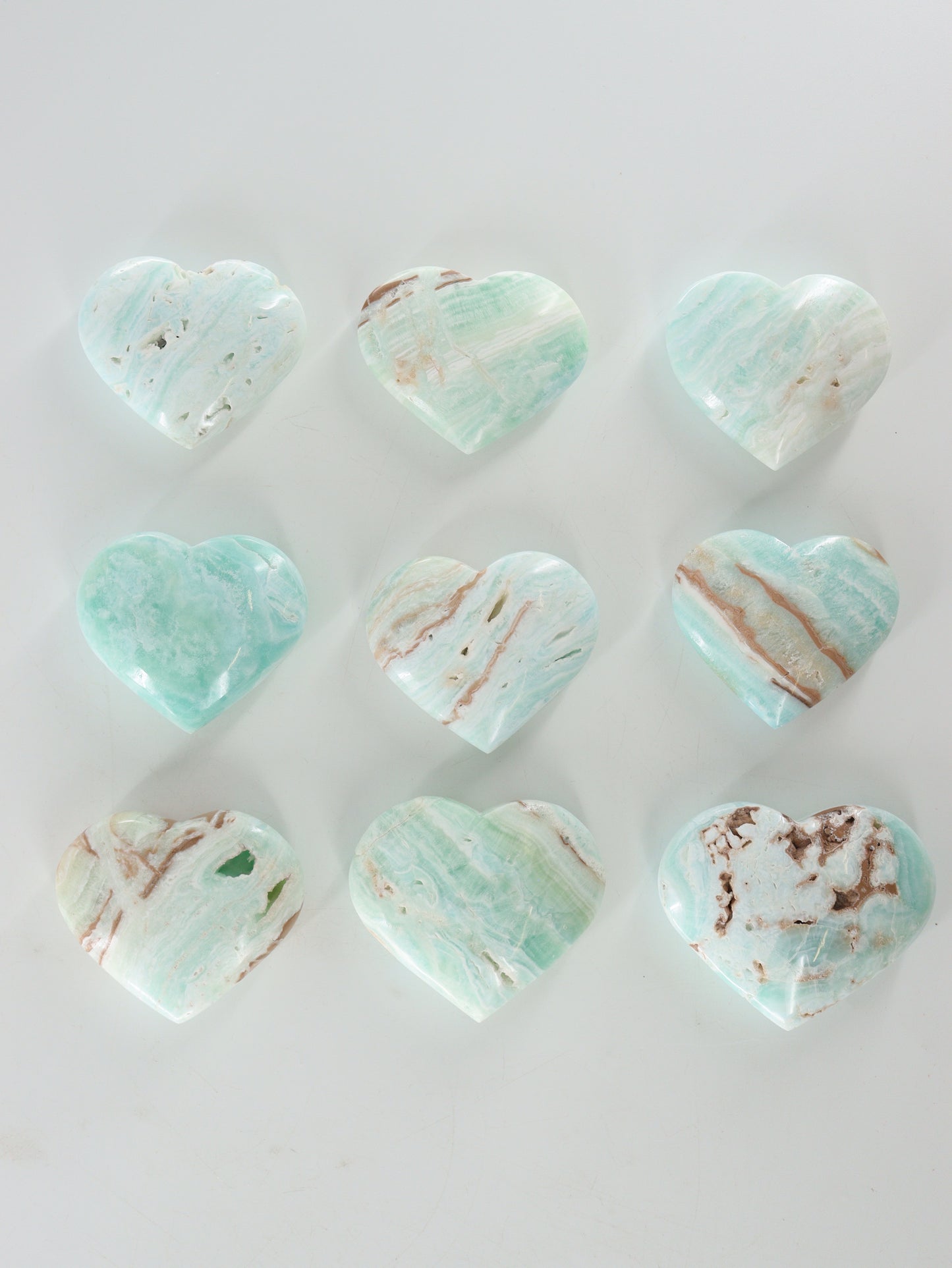 Caribbean Calcite Hearts Set of 9