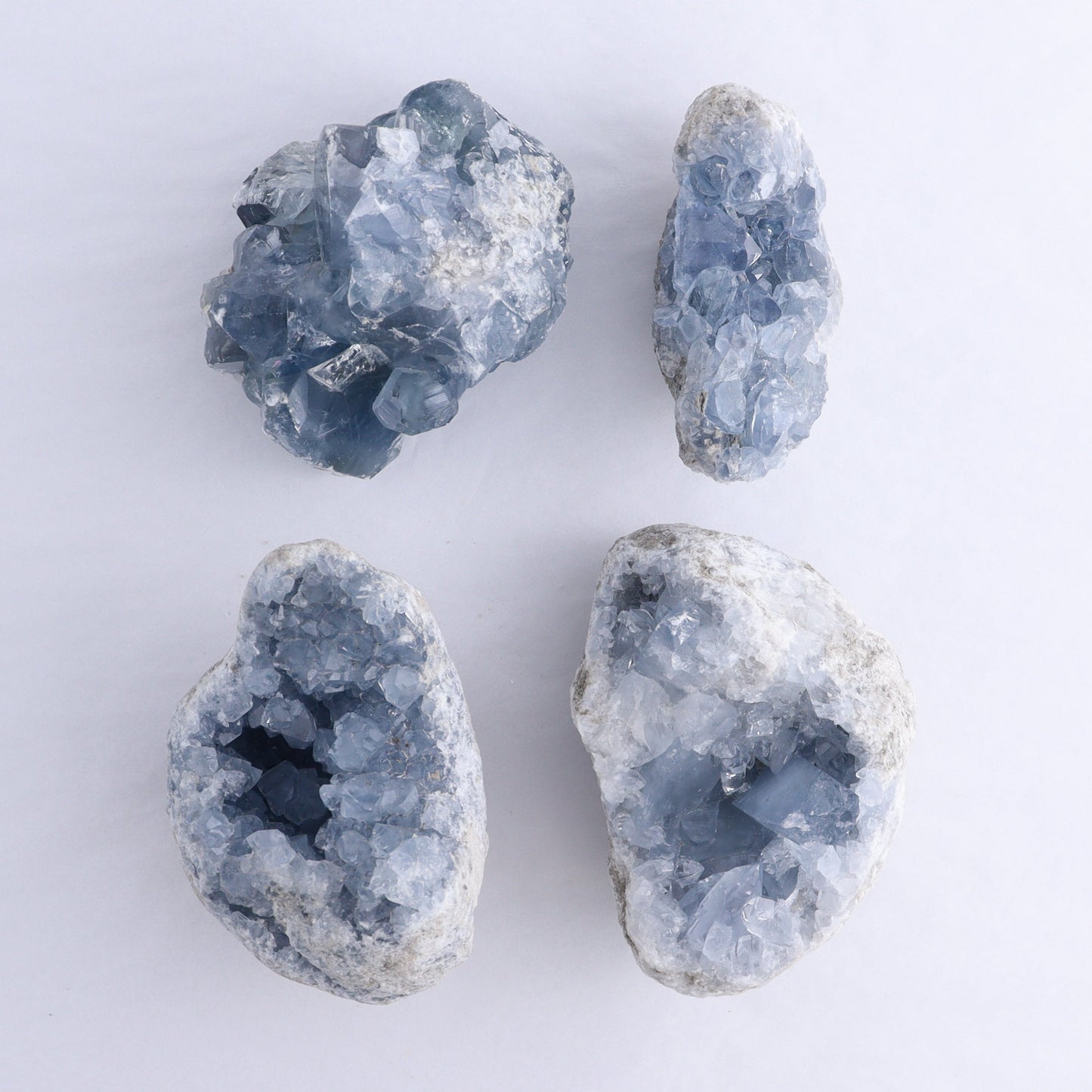Celestite Clusters Set of 4