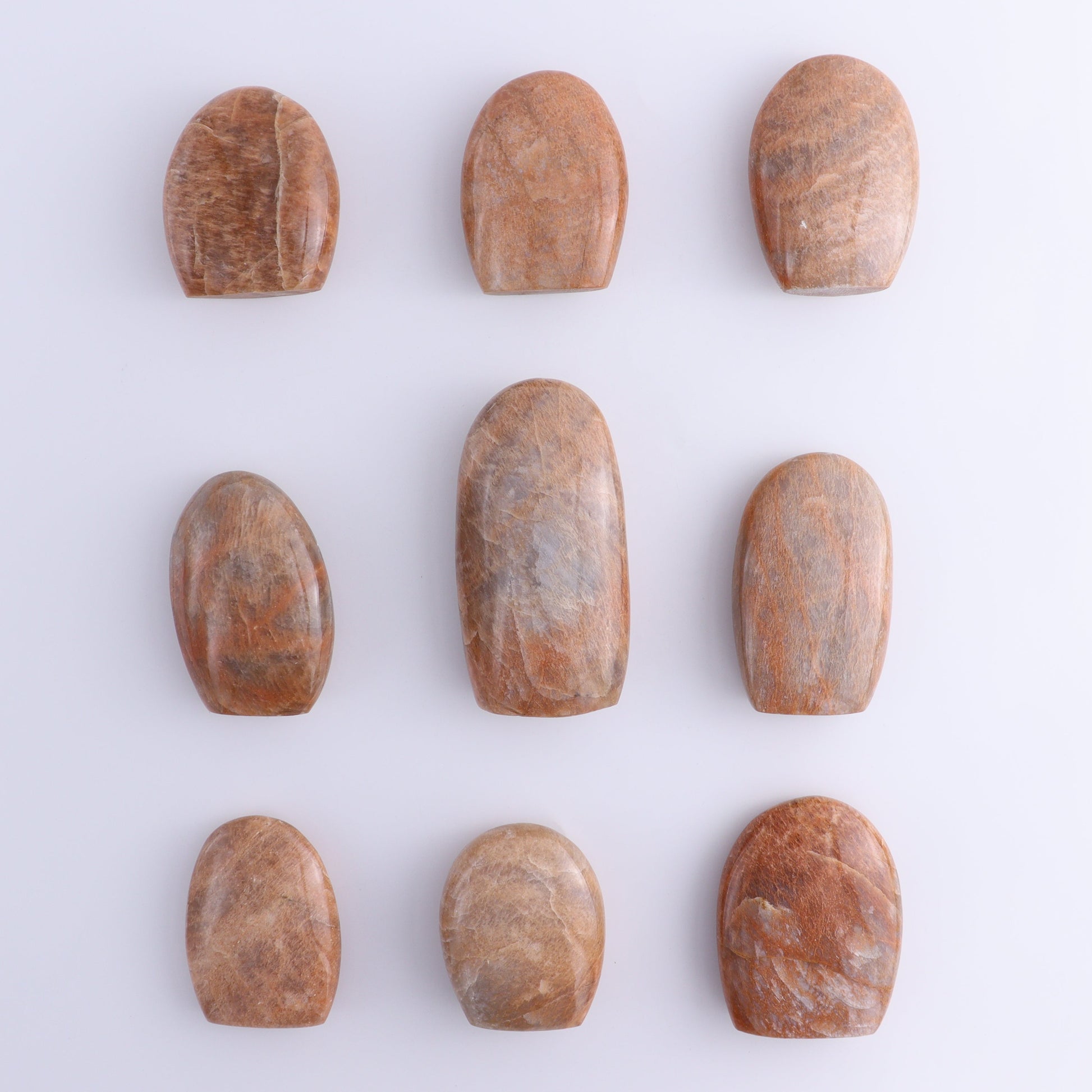 Peach Moonstone Freeform Set of 9 - Expert Wholesale and Supplier of Wholesale Crystals & Bulk Gemstones, ["Freeforms","Peach Moonstone"]