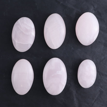 Pink Mangano Calcite Palm Stone Set of 6