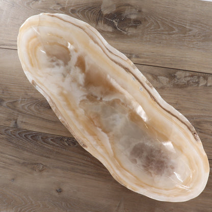 Mexican Onyx/Calcite Canoe Bowl 23"