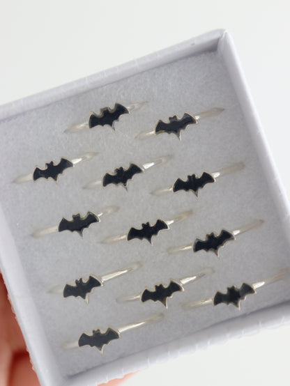 Sterling Silver *Halloween* Black Tourmaline Bat Rings - Mi Esperanza Minerals