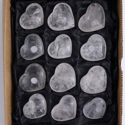 Imperfect Clear Quartz Hearts Set of 12 - Expert Wholesale and Supplier of Wholesale Crystals & Bulk Gemstones, ["Brazil","Clear Quartz","close_50","Hearts","Quartz"]