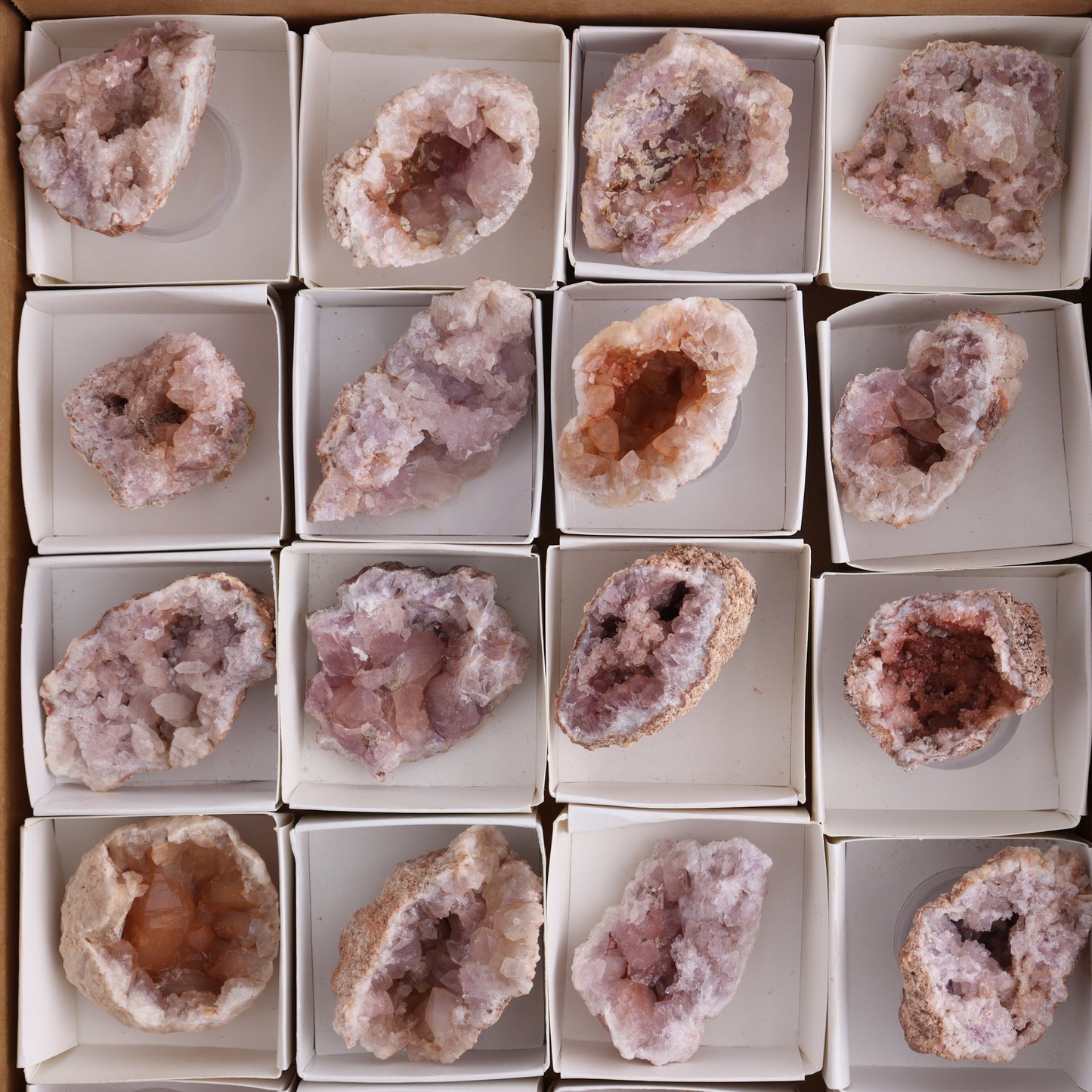 Pink Amethyst Flat of 20 - Expert Wholesale and Supplier of Wholesale Crystals & Bulk Gemstones, ["Amethyst","Pink Amethyst"]