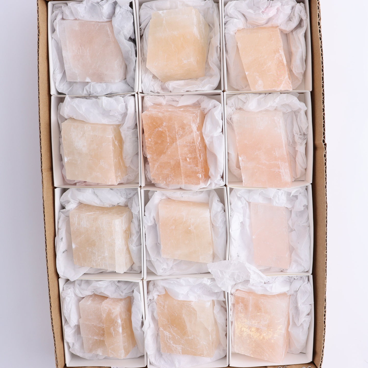Optical Calcite Set of 12 - Expert Wholesale and Supplier of Wholesale Crystals & Bulk Gemstones, ["Calcite","Freeform","Freeforms","Mexico"]