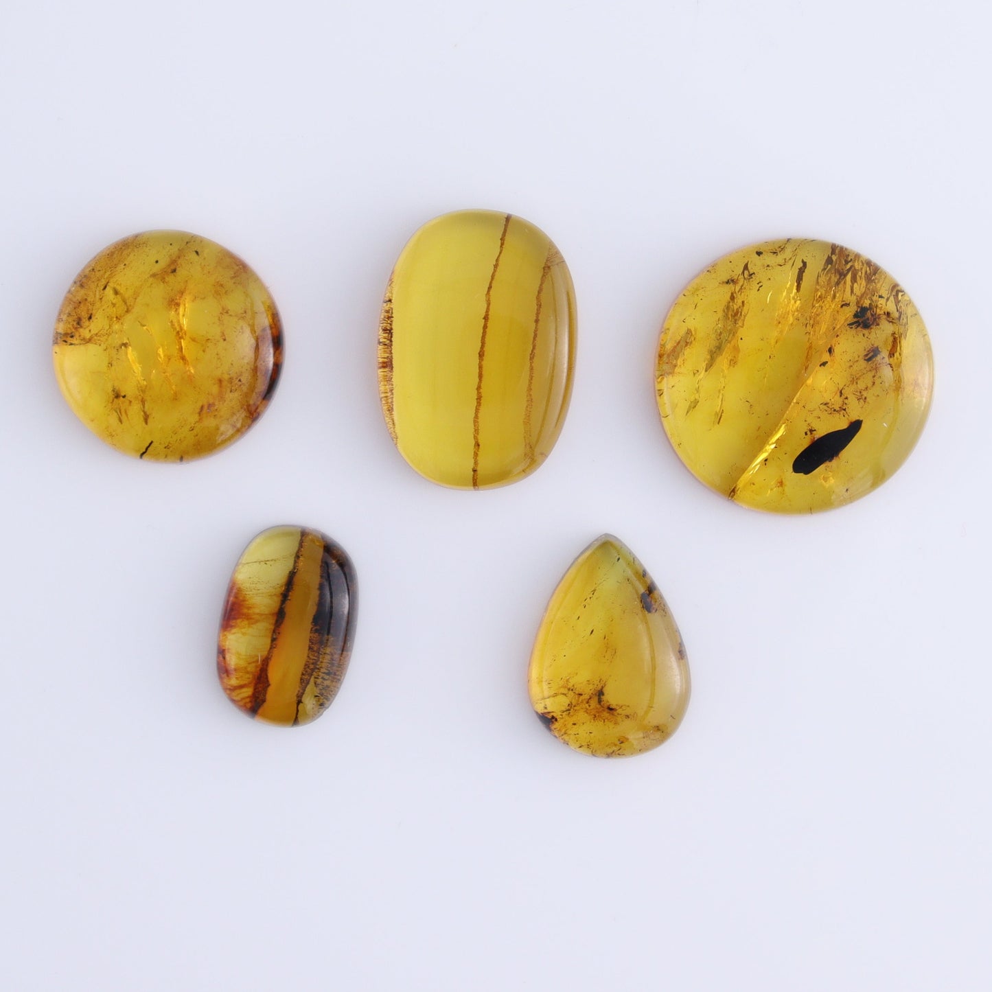 Chiapas Mexico Amber Cabs Set of 5 - Expert Wholesale and Supplier of Wholesale Crystals & Bulk Gemstones, ["Amber","Cabs","Chiapas Amber","Mexico"]
