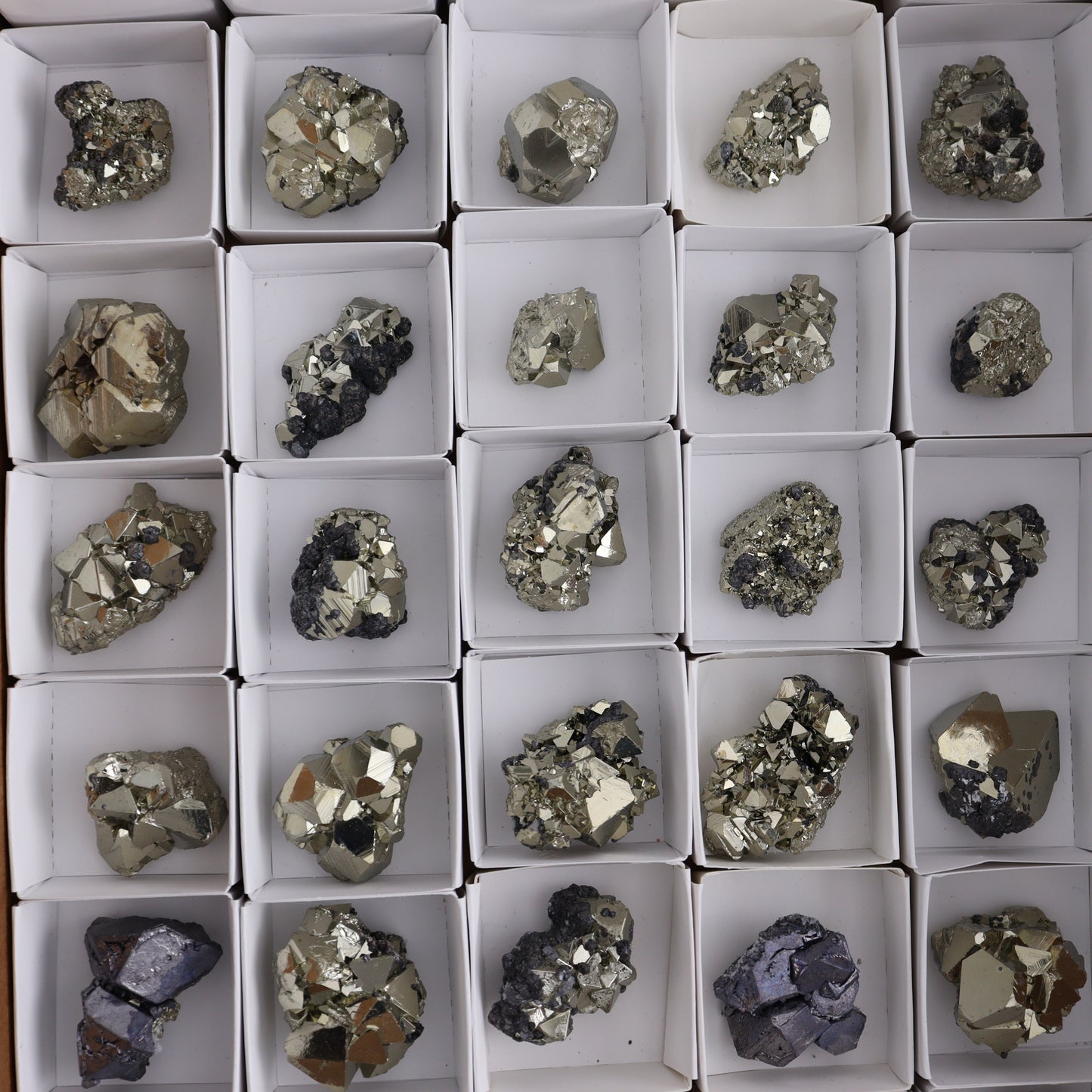 Octahedral Pyrite Clusters Set of 30 - Expert Wholesale and Supplier of Wholesale Crystals & Bulk Gemstones, ["Clusters","Octahedral Pyrite","Peru","Pyrite"]