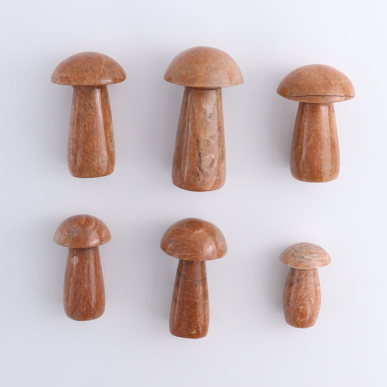 Peach Moonstone Mushrooms Set of 6