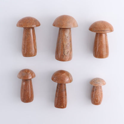 Peach Moonstone Mushrooms Set of 6