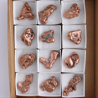 Copper Nuggets Flat of 12 - Expert Wholesale and Supplier of Wholesale Crystals & Bulk Gemstones, ["copper","Copper Nuggets","Freeforms","United States"]