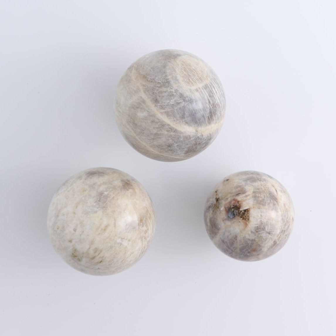 Sunstone-Moonstone Spheres Set of 3