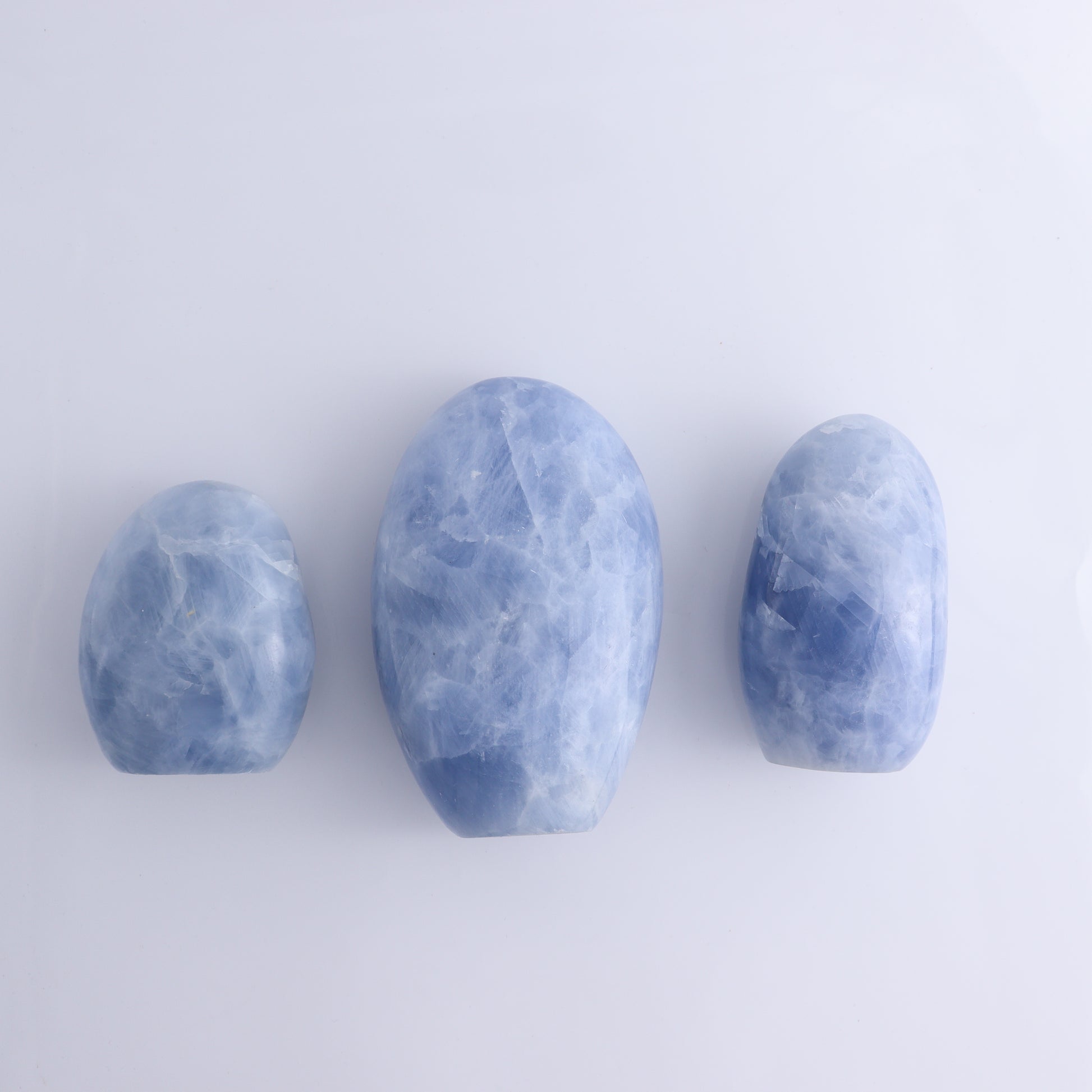Blue Calcite Set of 3 - Expert Wholesale and Supplier of Wholesale Crystals & Bulk Gemstones, ["Blue Calcite","Calcite","Freeform","Madagascar"]