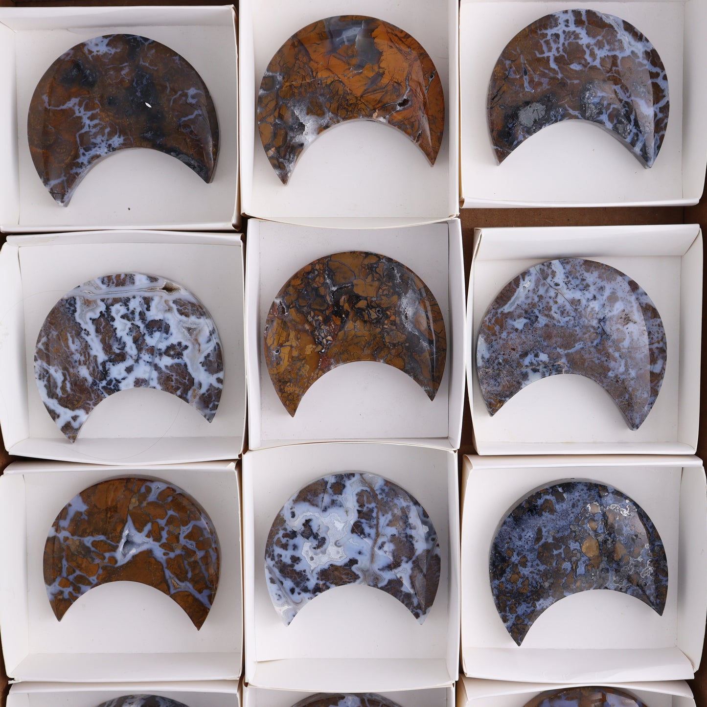 Brecciated Jasper Moons Set of 12 - Expert Wholesale and Supplier of Wholesale Crystals & Bulk Gemstones, ["Brecciated Jasper","Indonesia","moons"]